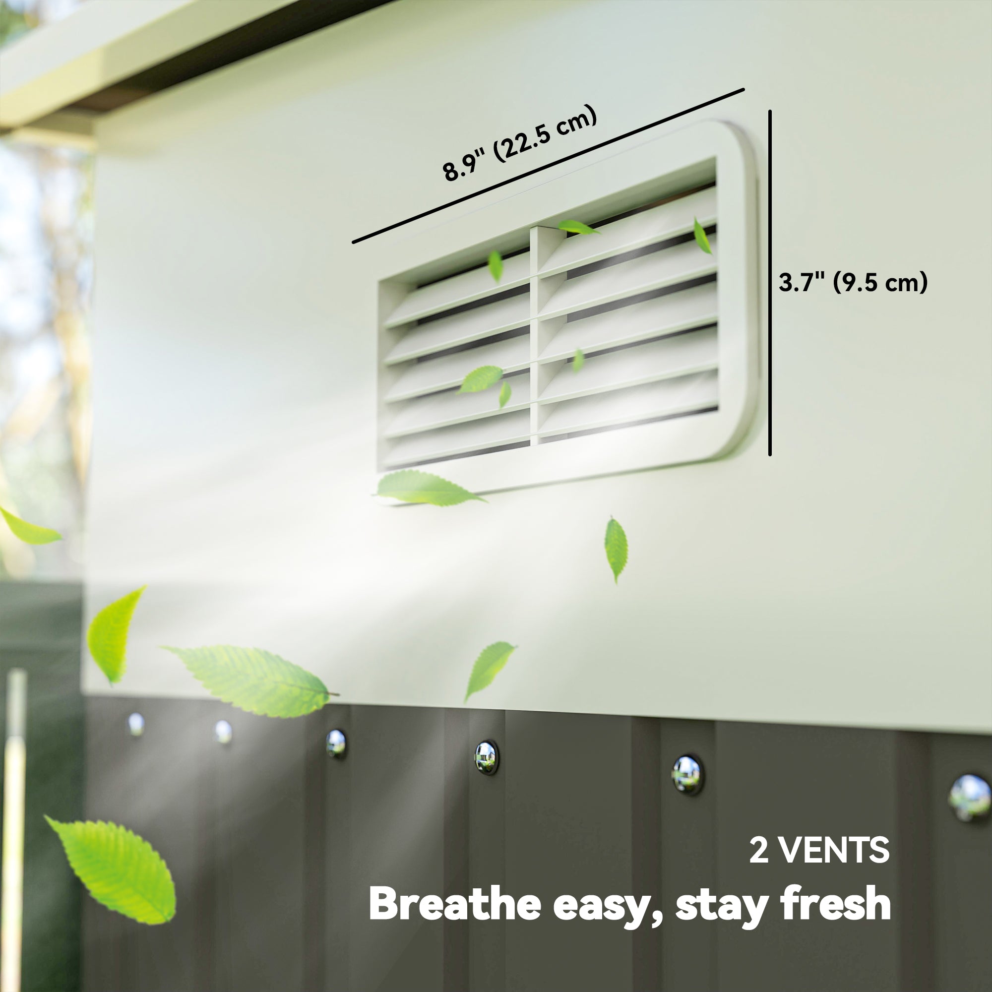 Outsunny 11.3 x 9.2ft Steel Garden Shed with Double Sliding Doors, 2 Air Vents, Grey
