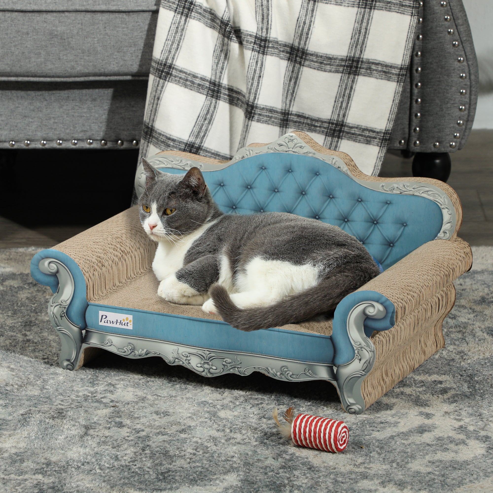 PawHut 2-in-1 Cat Scratching Board & Sofa Bed with Catnip