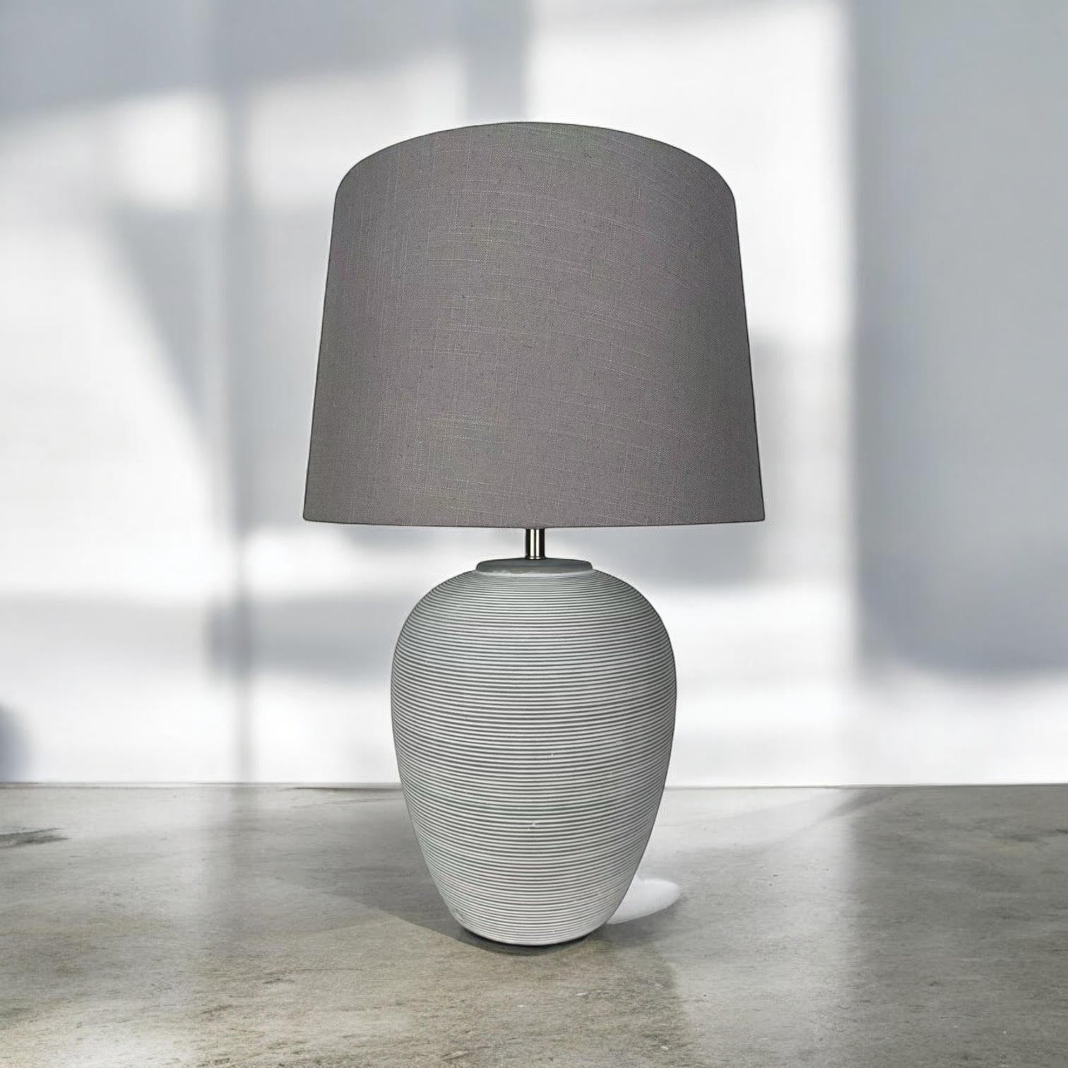 MSL 32cm Traditional Ceramic Table Lamp Base and Shade with Inline Rocker Switch, Double Insulated