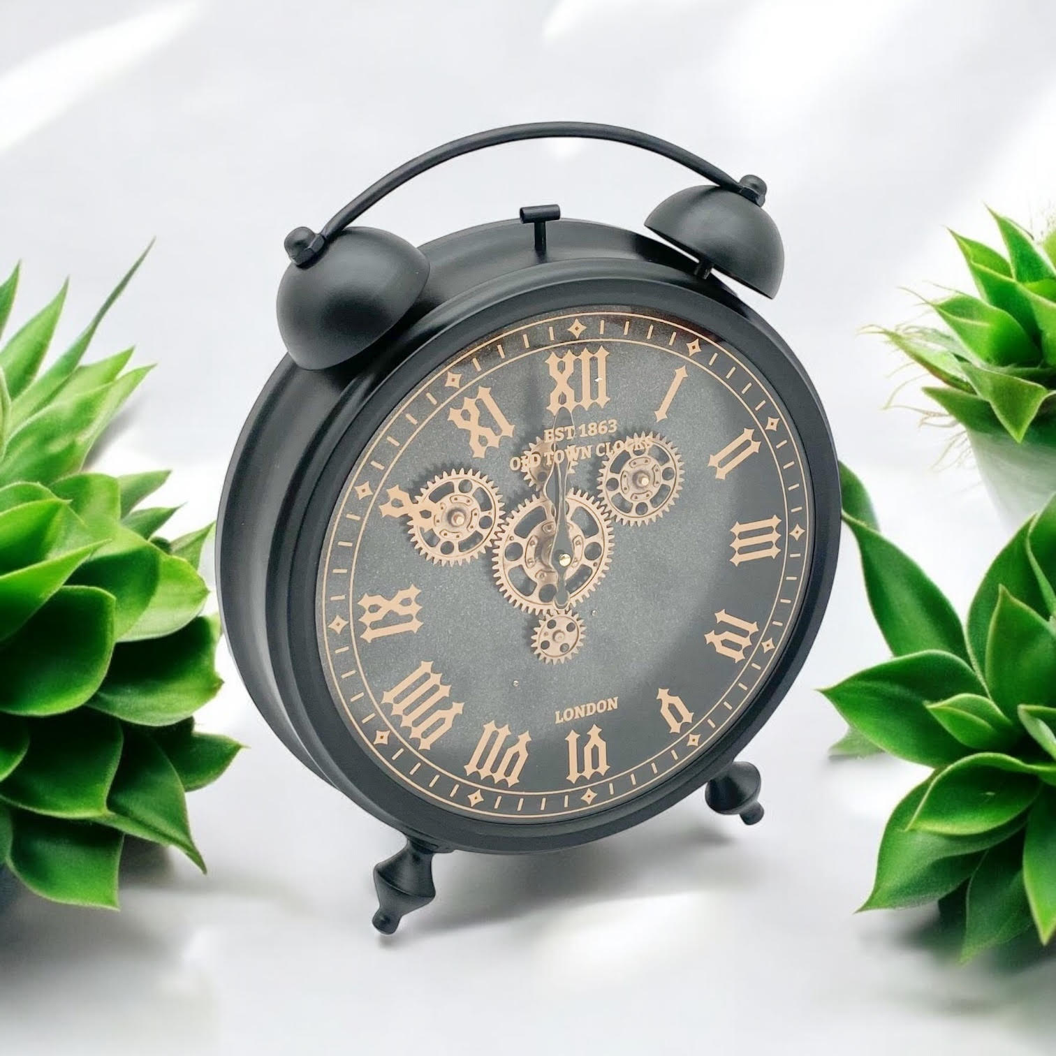 MSL 50cm Hand Finished Gear Table Clock, Requires 1 AA Battery