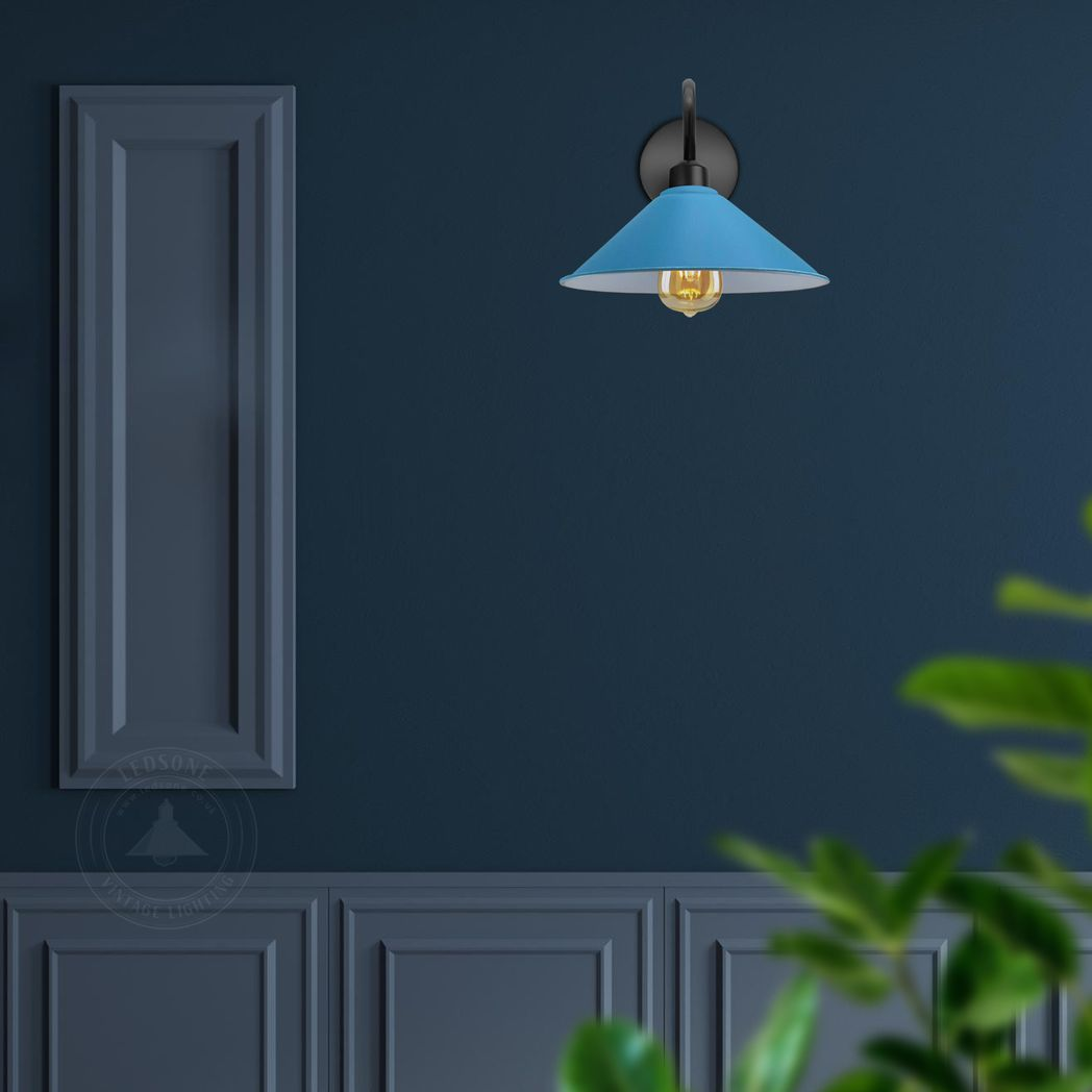 Vintage E27 Wall Sconce, Cone Shade Swan Neck, Indoor Hardwired