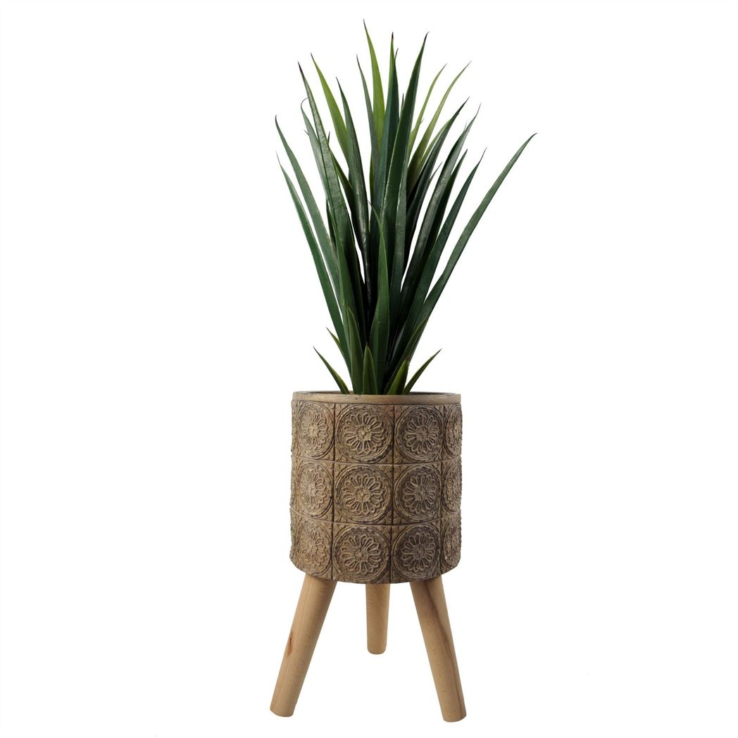 Zandi Flowers 40cm x 21.5cm Fibreglass Composite Rustic Planter with Wooden Legs