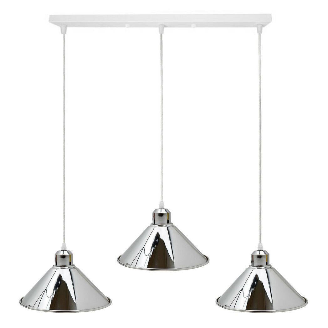 LEDSone Chrome 3-Light E27 Ceiling Pendant Lamp with Metal Shades