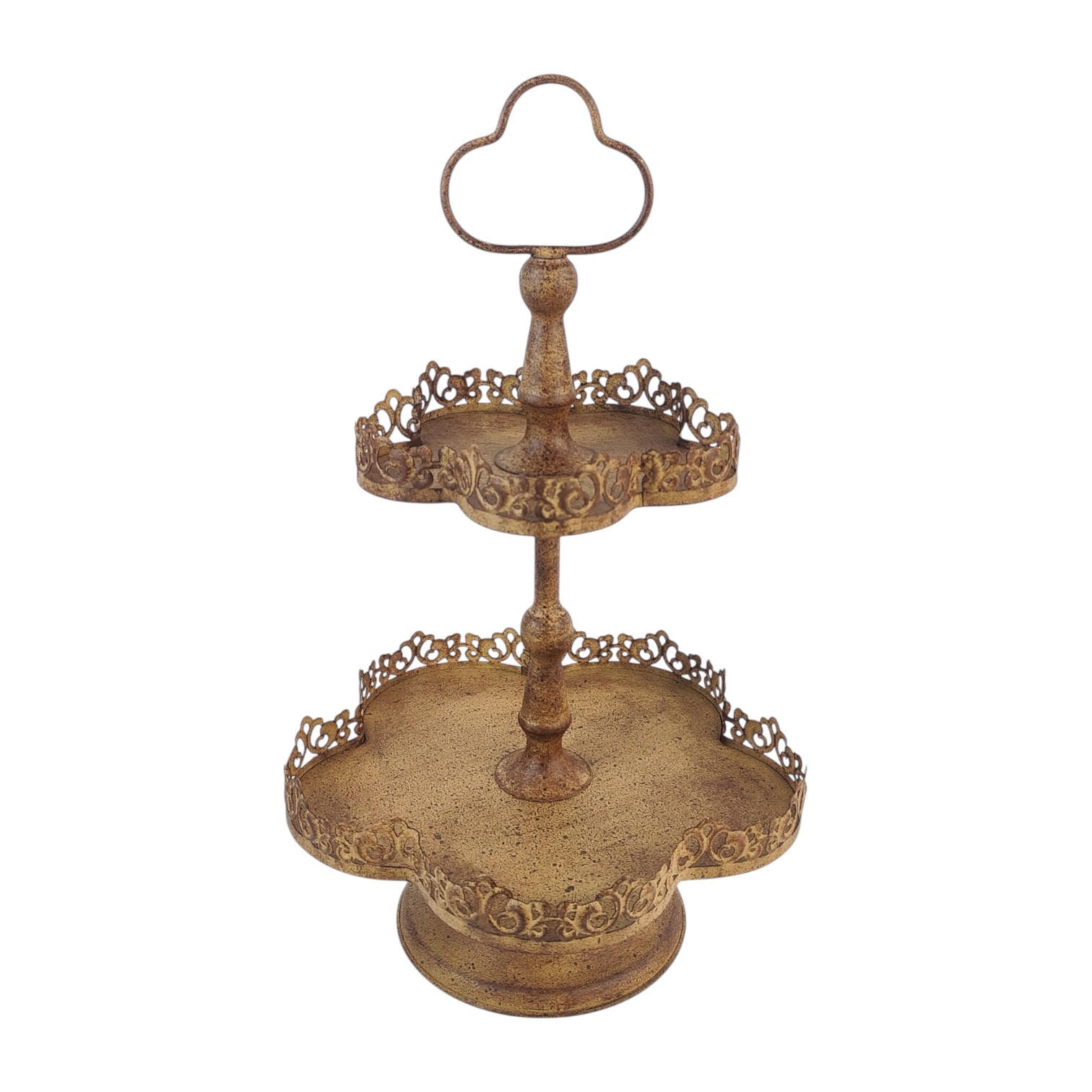 MSL 48cm Rusty Metal 2-Tier Cake Stand, Hand Finished