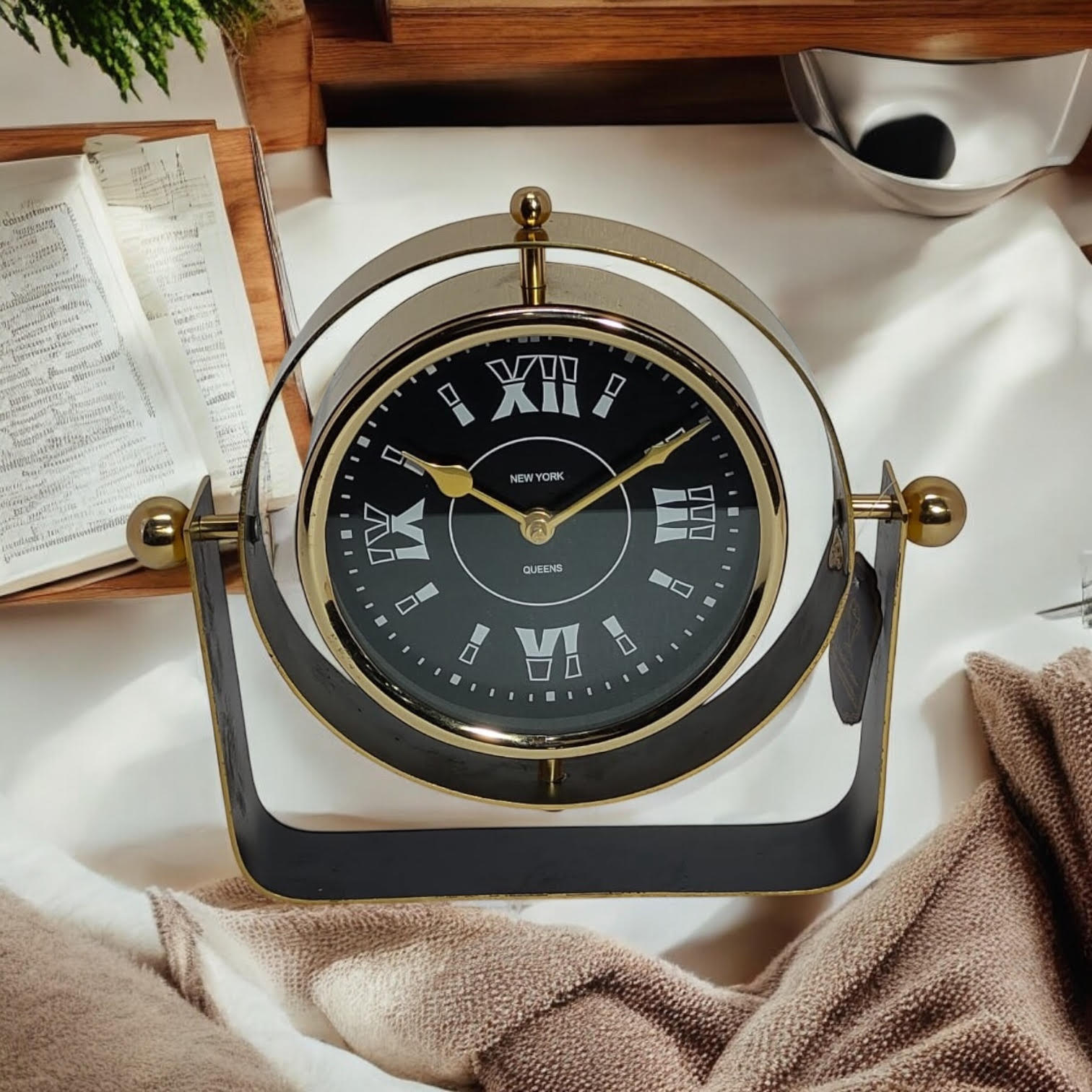 MSL Hand-Finished Table Clock, 1 AA Battery Required