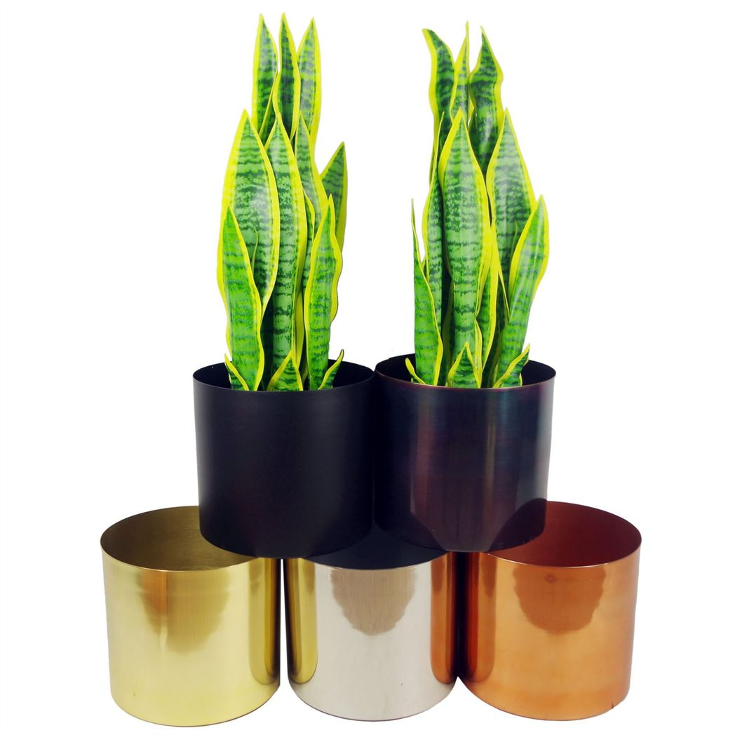 Leaf Handmade Metal Plant Pot with Polished Reflective Finish 20 x 18cm