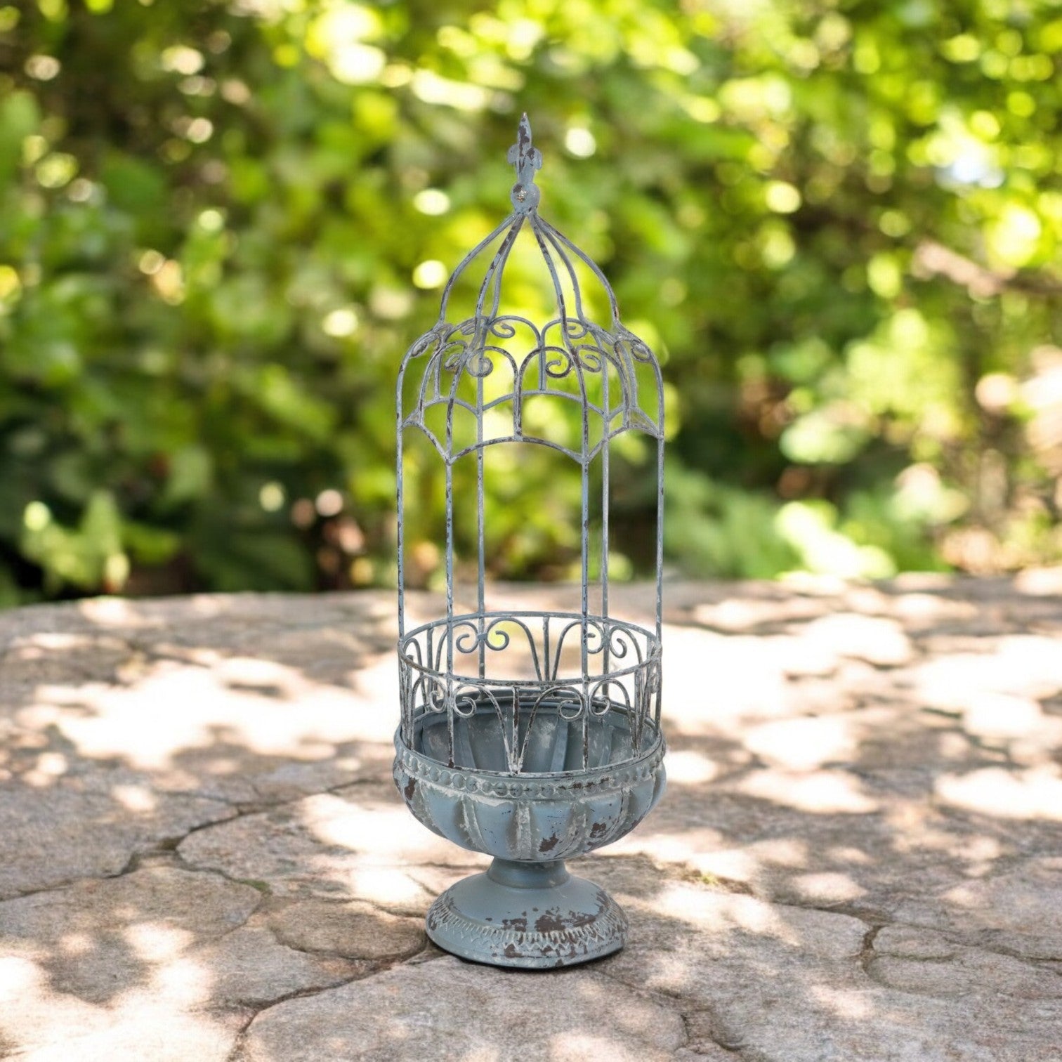 61cm Cream Metal Decorative Planter with Quirky Design