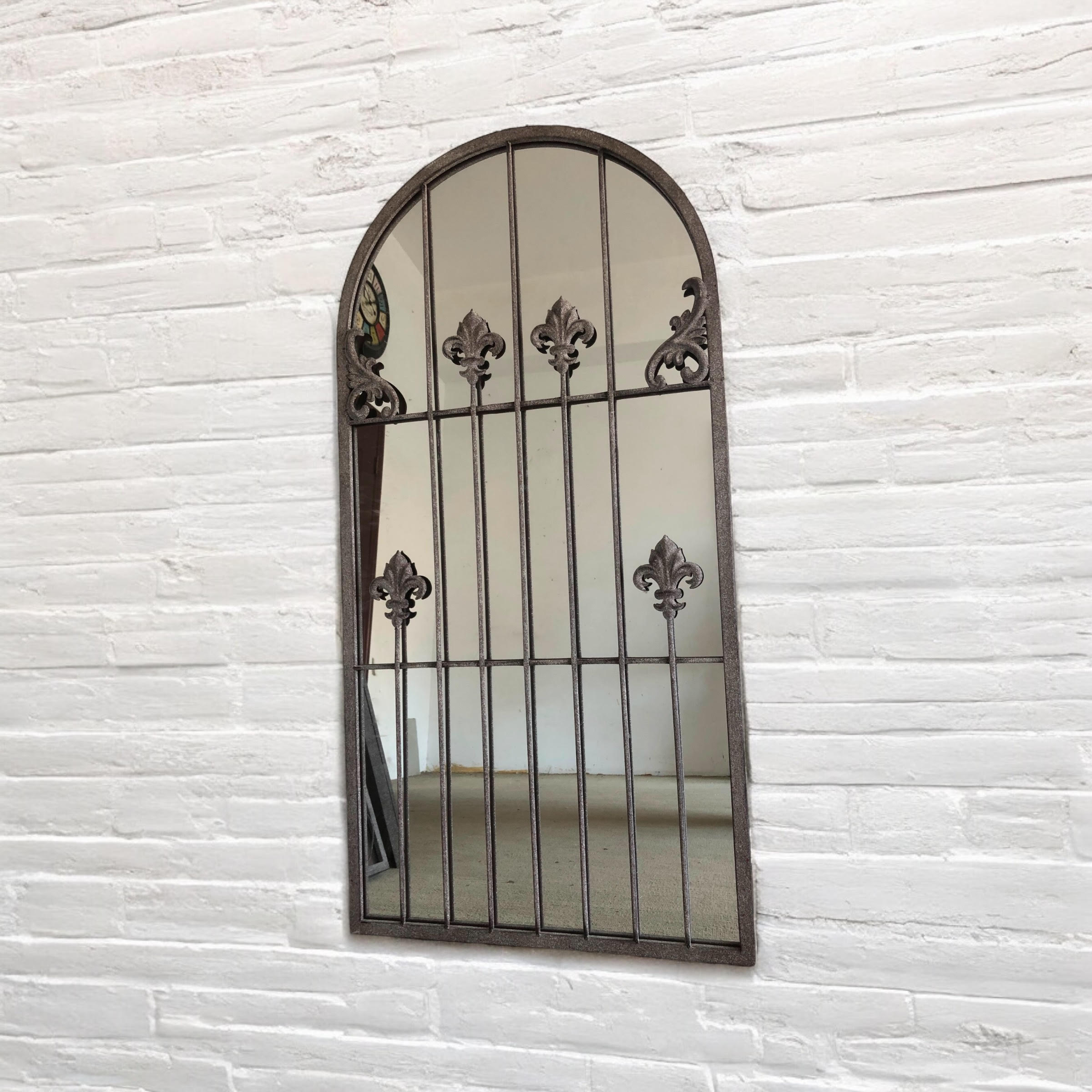 MSL 120cm Metal Window Wall Mirror for Indoor or Outdoor Use with Hanging Hook