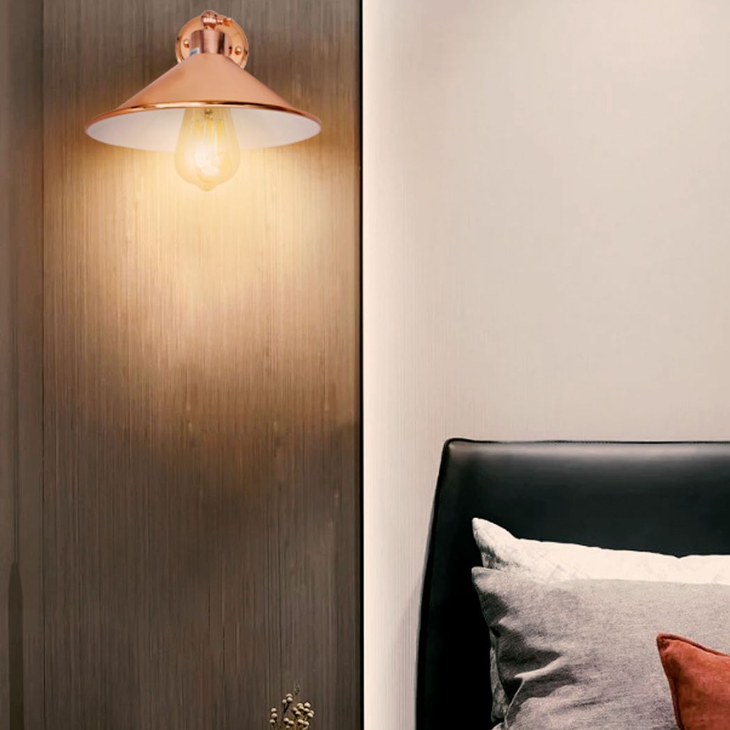 Vintage Industrial Rose Gold Metal Wall Light, E27, Hardwired
