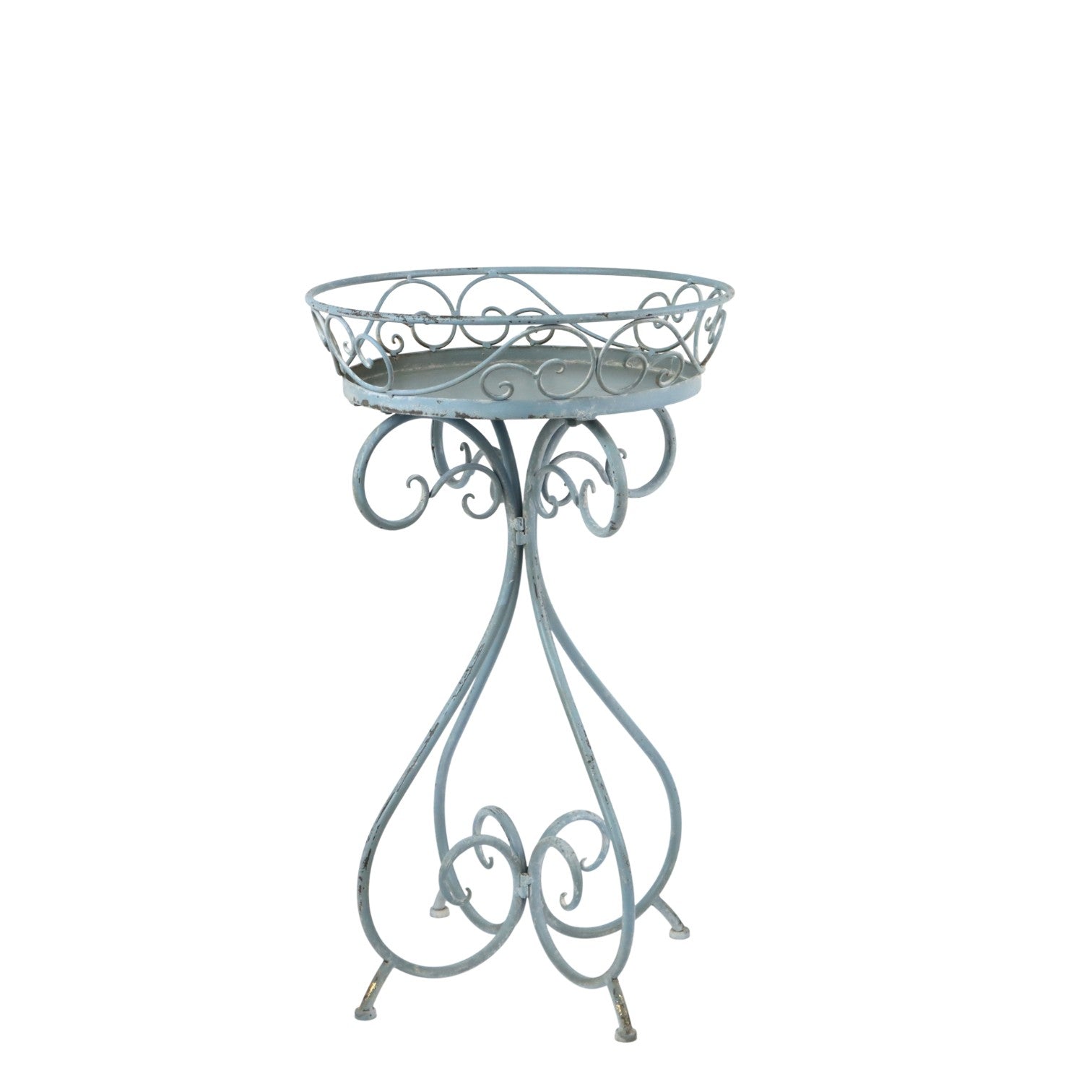 70cm Blue & Gold Metal Decorative Table Planter Stand for Home & Garden