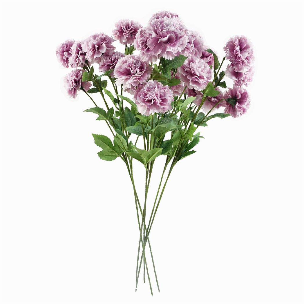 Leaf Pack of 6 Pink Artificial Carnation Stems, 70cm, 24 Silk Flowers