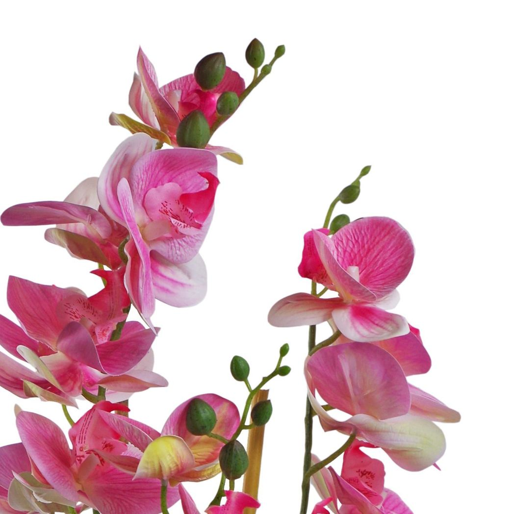 Leaf Design UK 70cm Artificial Orchid Light Pink in Black Ceramic Planter