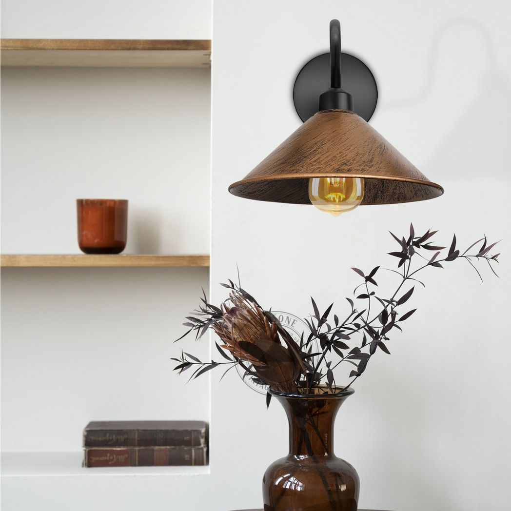 Vintage Metal Cone Wall Sconce, E27 Base, Dimmable Indoor Light