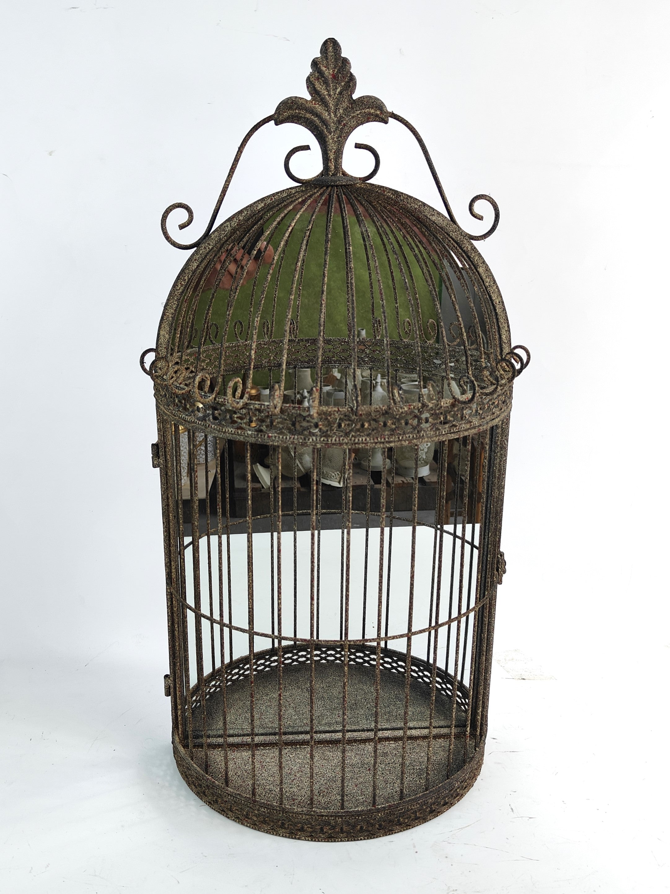 MSL 63cm Metal Cage Wall Mirror Decorative Garden Accessory