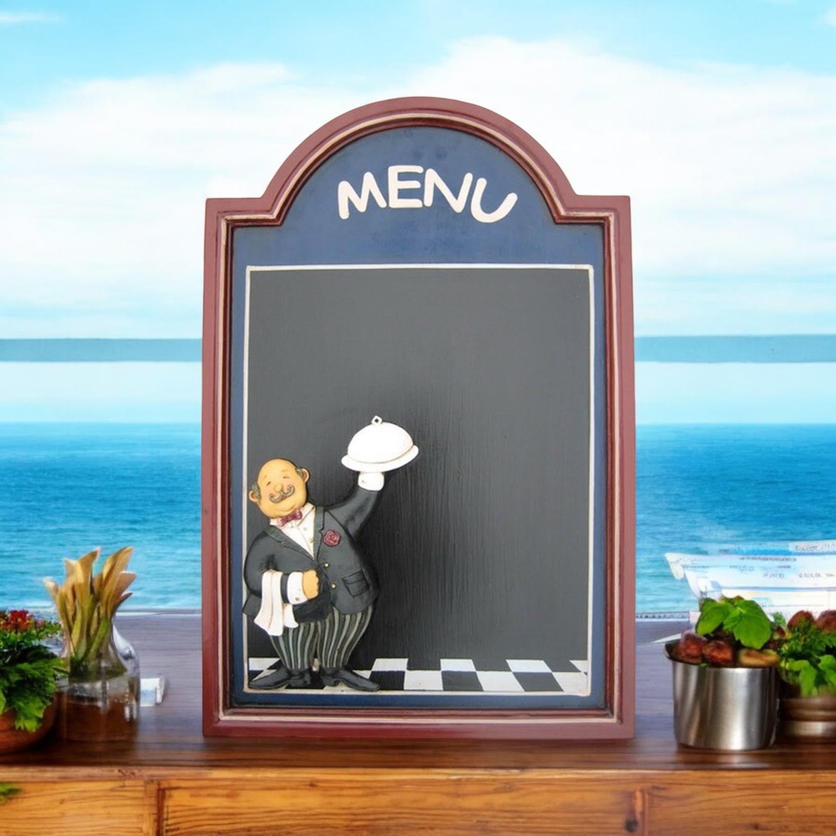 MSL 60 x 40 cm Waiter Menu Blackboard with Hanging Hook, Easy to Wipe Clean