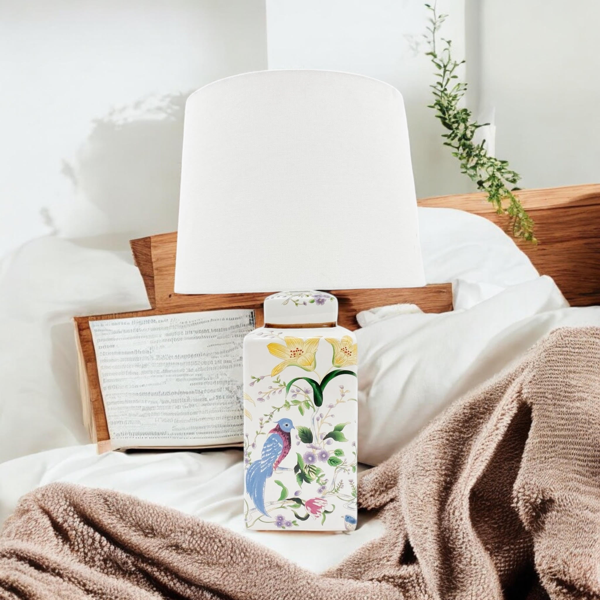 MSL 41cm Traditional Ceramic Table Lamp with Shade, Inline Rocker Switch, Double Insulated