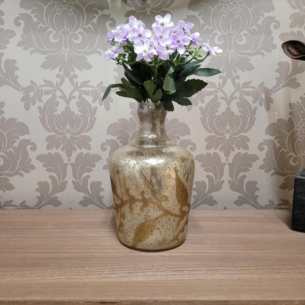 MSL 9" Antique Silver Glass Decorative Vase
