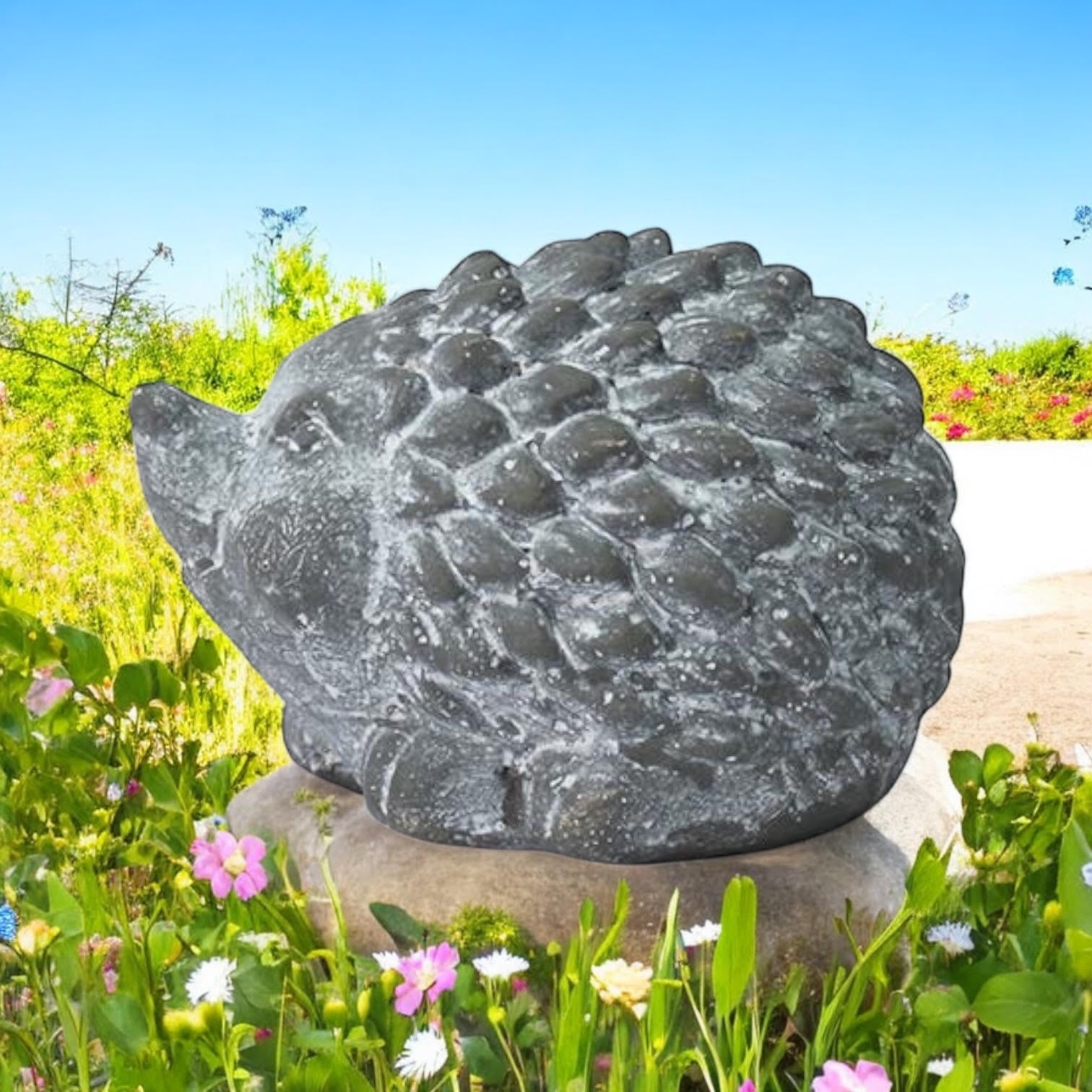 MSL 10cm Grey Cement Hedgehog Garden Ornament