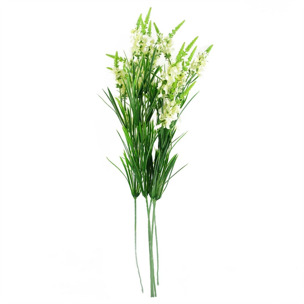 Leaf Pack of 6 White Larkspur Artificial Stems 80cm with Silk Flowers