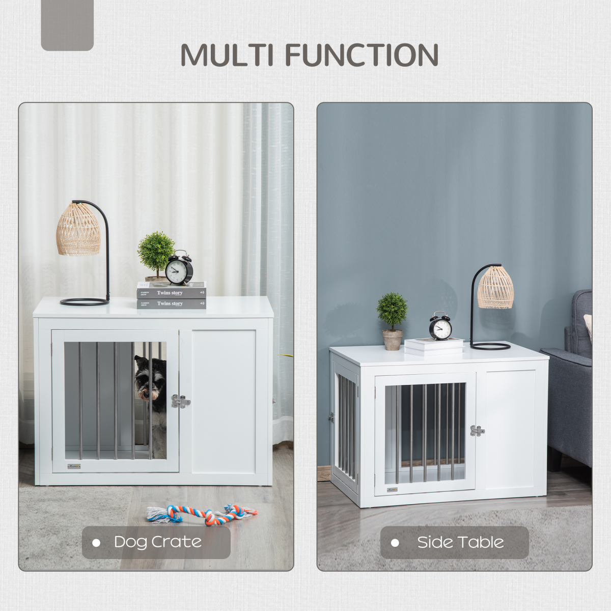 Furniture-Style Dog Crate End Table with 2 Doors for Medium Dogs, Pawhut