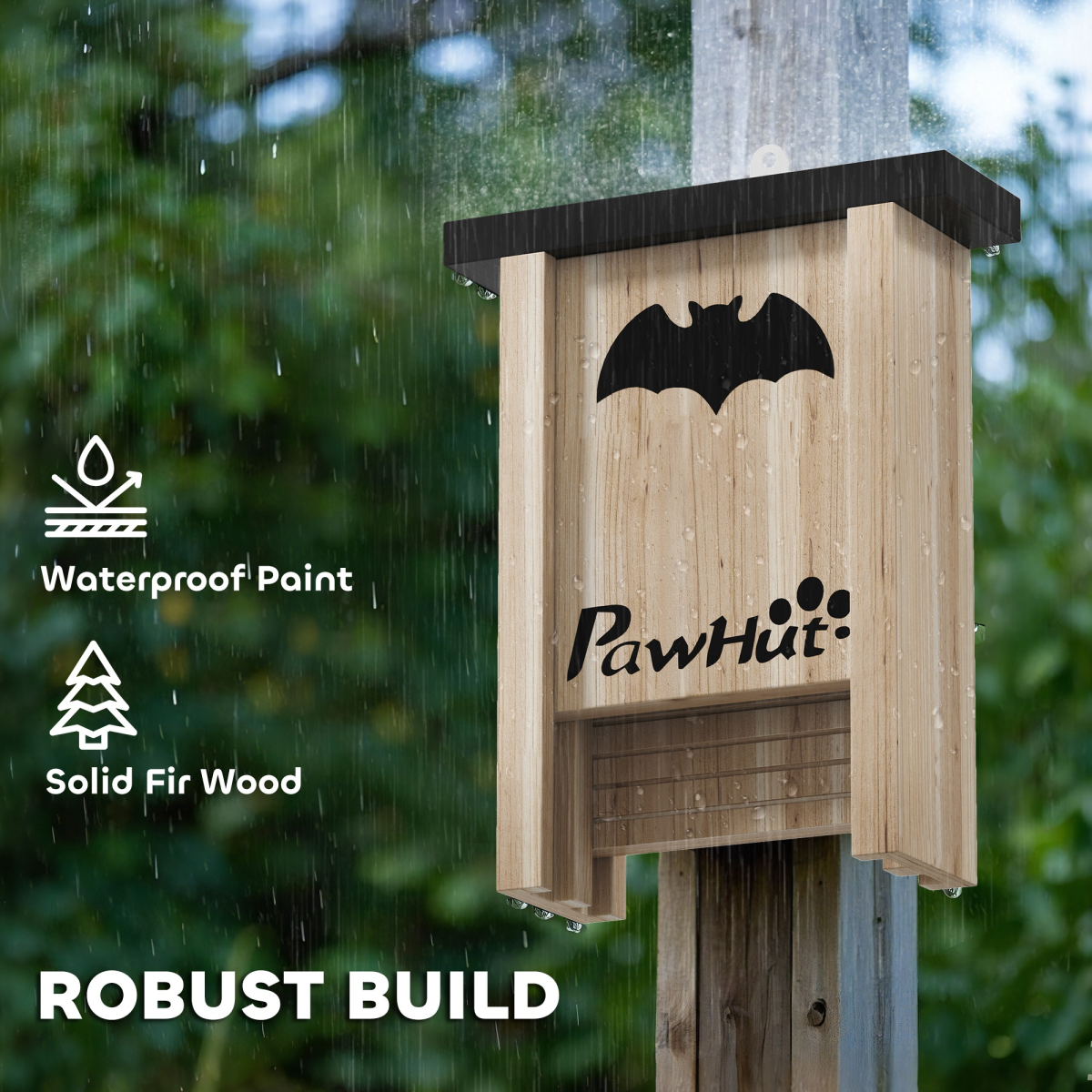 PawHut Set of 3 Fir Wood Bat Boxes to Attract Bats