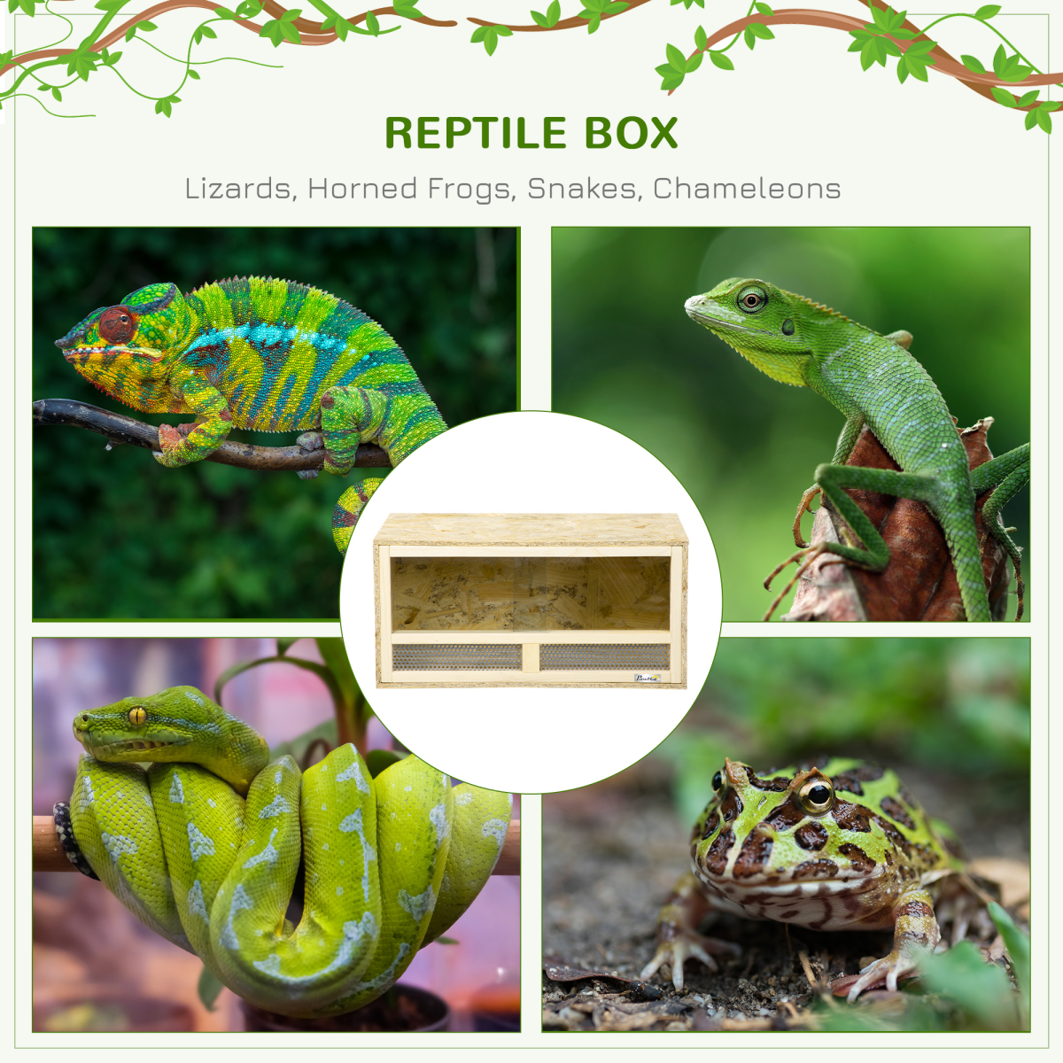 PawHut Reptile Terrarium with Sliding Glass Doors and Mesh Panels