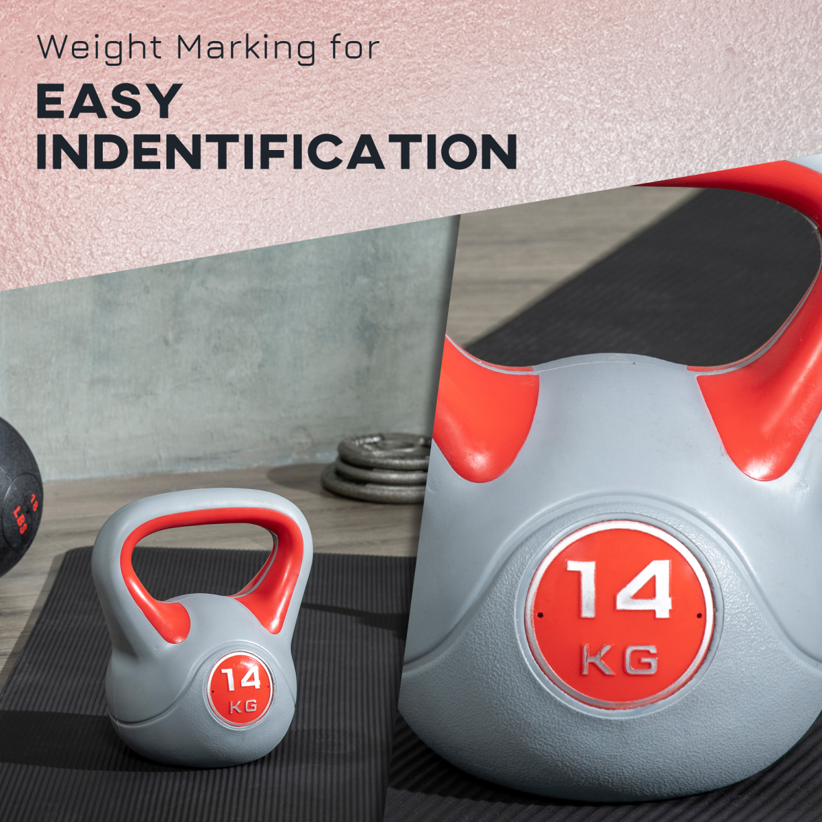 SPORTNOW 14kg Kettlebell with Handle for Home Gym, Red/Grey