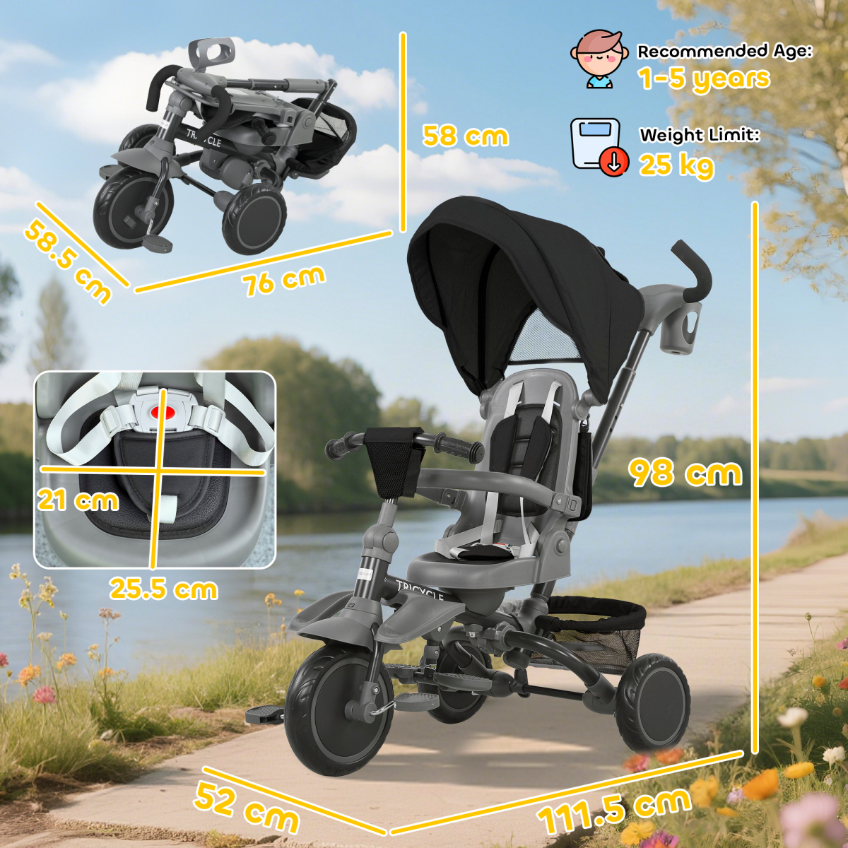 Kids Trike with Adjustable Backrest