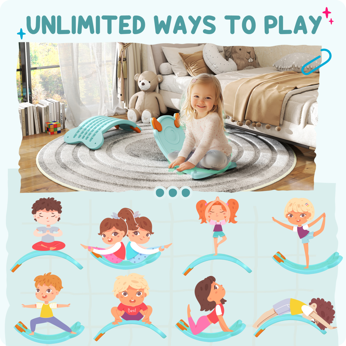 AIYAPLAY Kids Balance Board for Training & Sensory Play, Light Blue