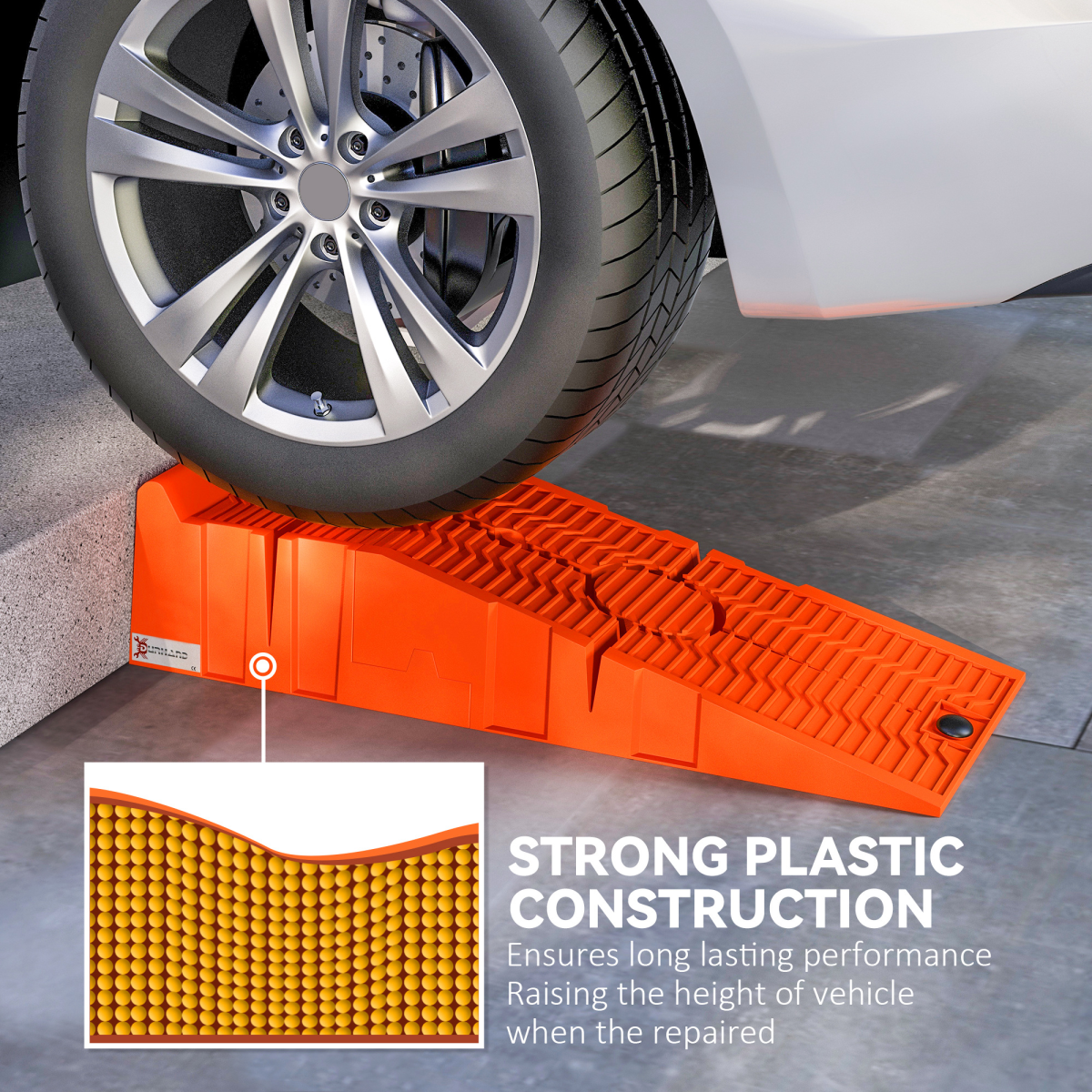 DURHAND Set of 2 Plastic Vehicle Ramps, Extra Wide, Lightweight