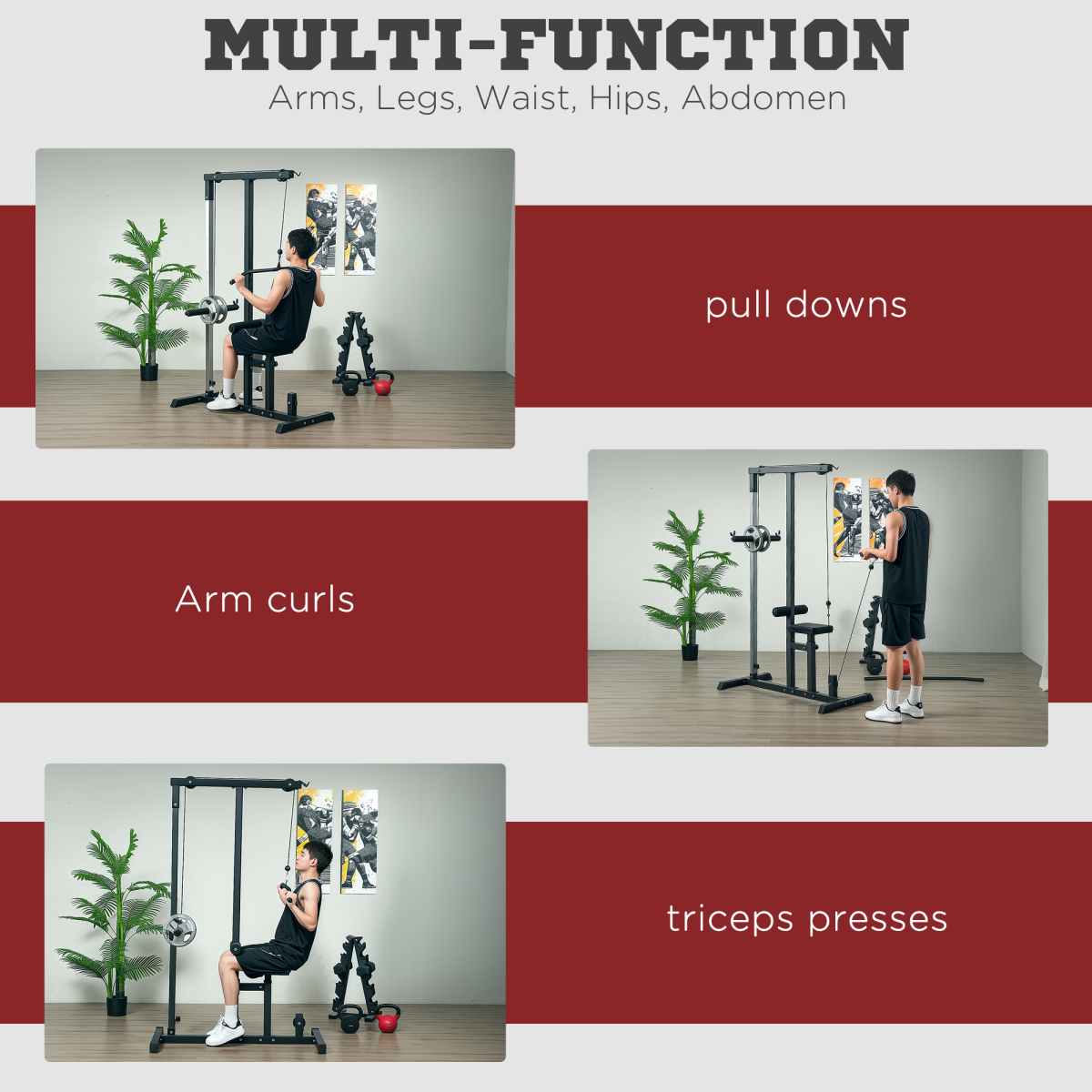Adjustable Seat Power Tower Lat Pulldown Machine with Cables