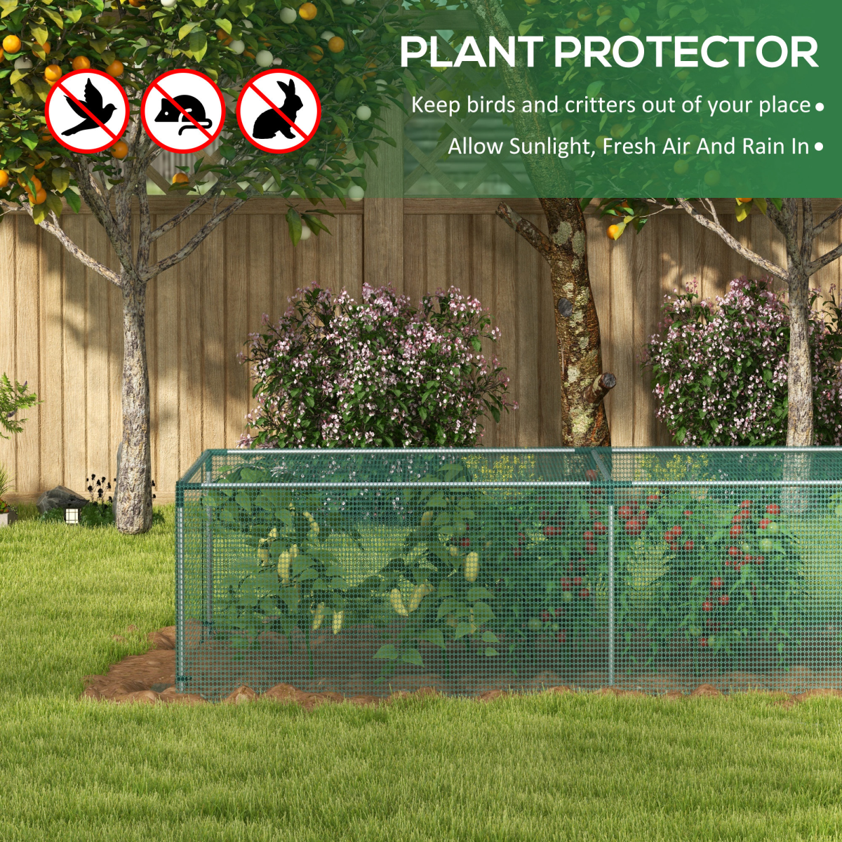 Outsunny Plant Protection Tent Crop Cage with Zipped Door, Green
