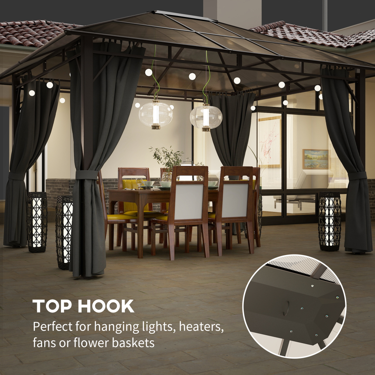 Outsunny 3.6 x 3 m Hardtop Gazebo with Polycarbonate Roof