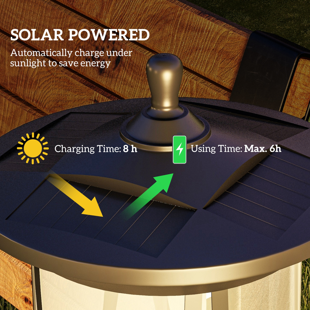 Outsunny Solar LED Outdoor Street Light, IP44, Cool White