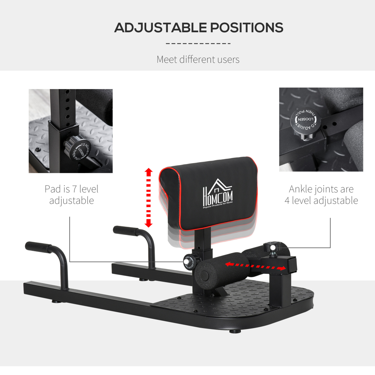 3-in-1 Squat Machine for Sissy Squats, Sit-Ups and Push-Ups, Adjustable Steel Frame, 120kg Capacity