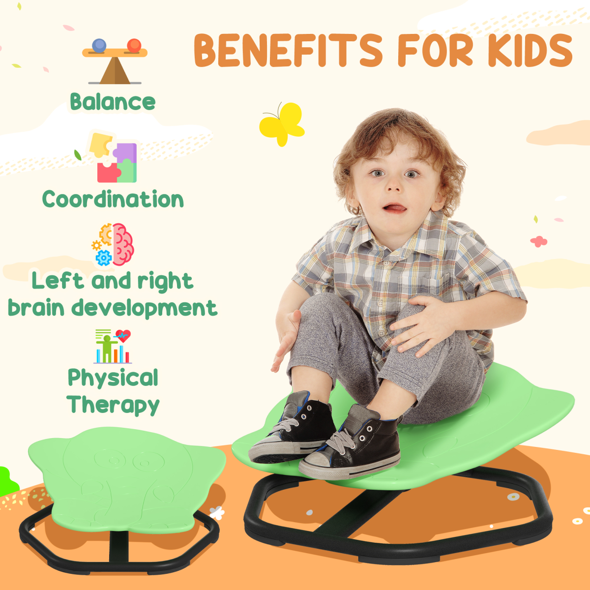 AIYAPLAY Kids Sensory Spinning Chair for Autism, Balance Aid