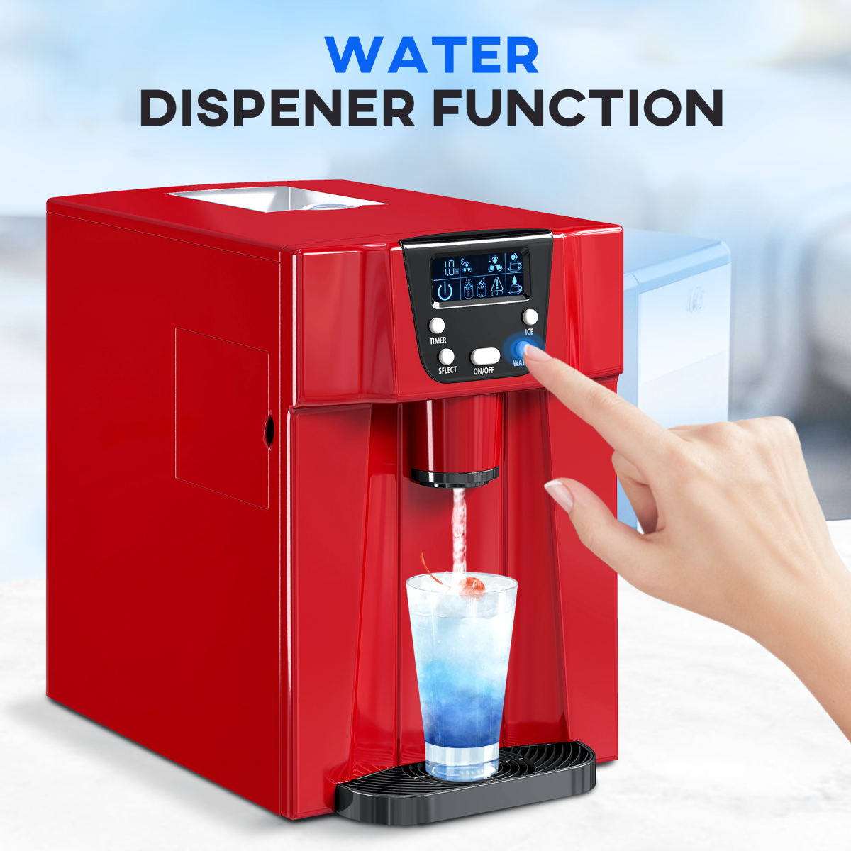 HOMCOM Ice Maker & Water Dispenser, 12kg/Day, 9 Cubes in 6-10 Mins