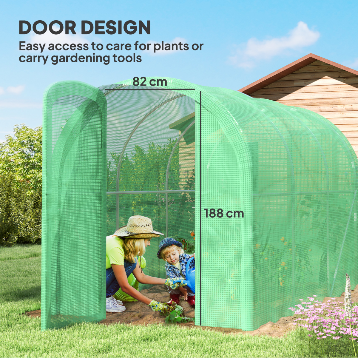 Outsunny 3 x 2m Polytunnel Greenhouse with Door, Galvanised Steel Frame