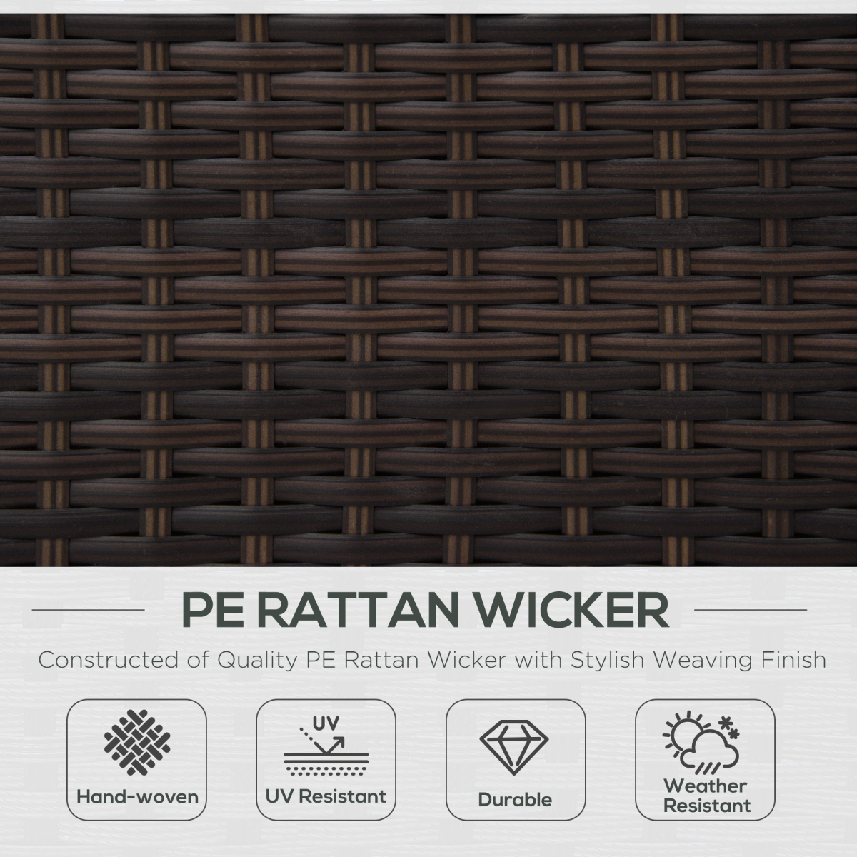 Outsunny Brown PE Rattan Garden Armchair, Fire Resistant, UV Resistant, Powder Coated Metal Frame, Removable Machine Washable Cushions