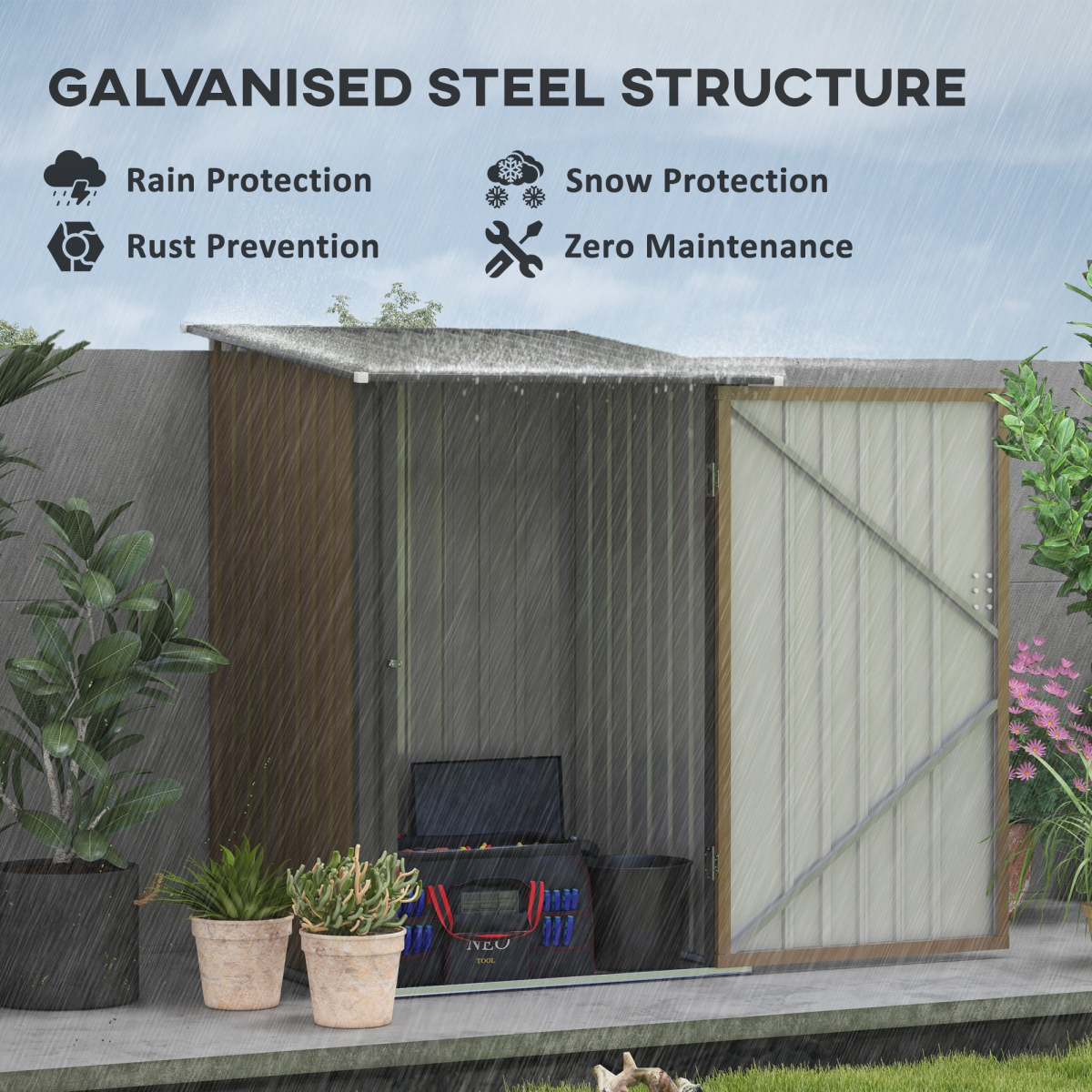 Outsunny 3.3ft x 3.4ft Steel Outdoor Storage Shed with Lockable Door