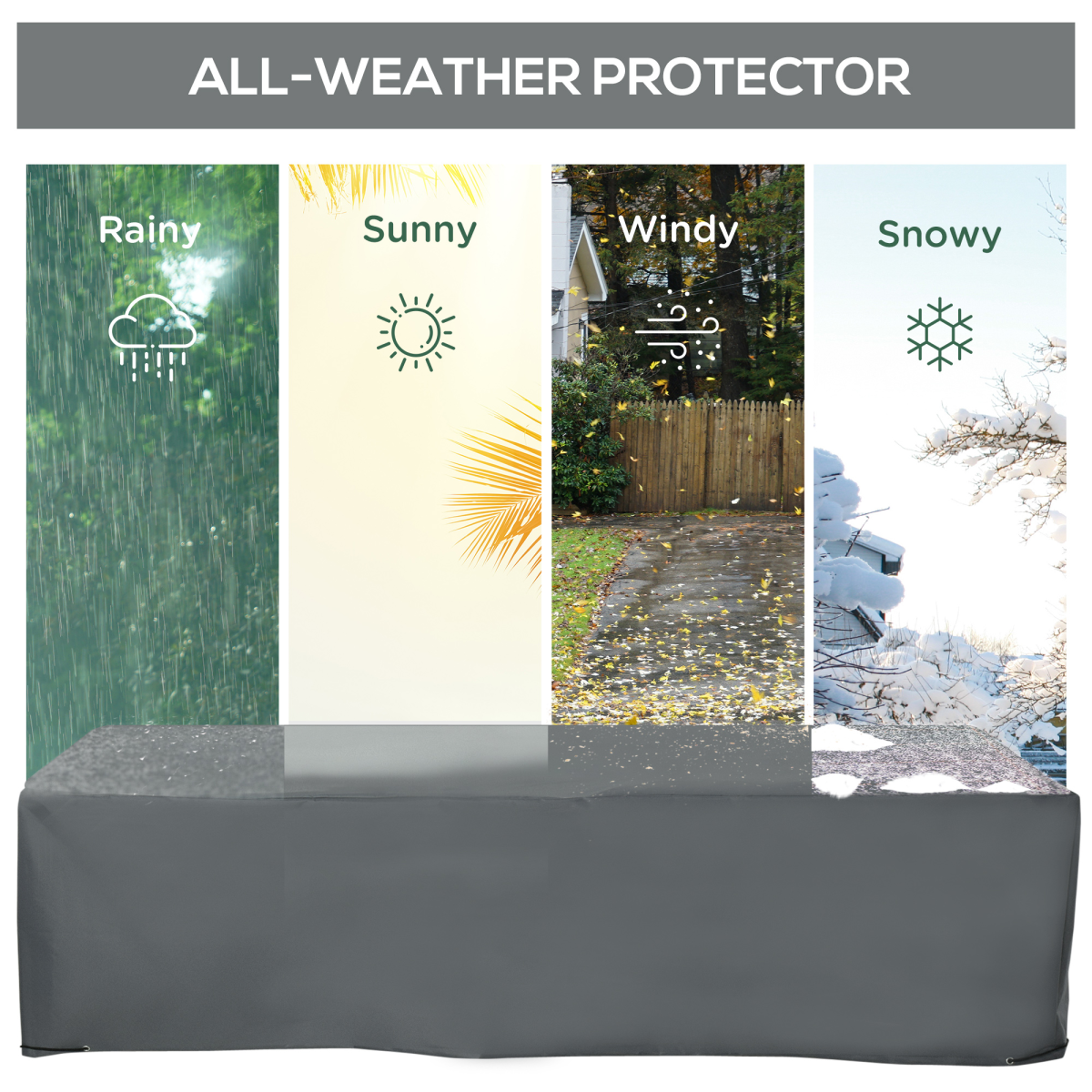 Outsunny 200 x 73cm Garden Furniture Cover, Water and UV Resistant Oxford Fabric, Suitable for Outdoor Patio Furniture
