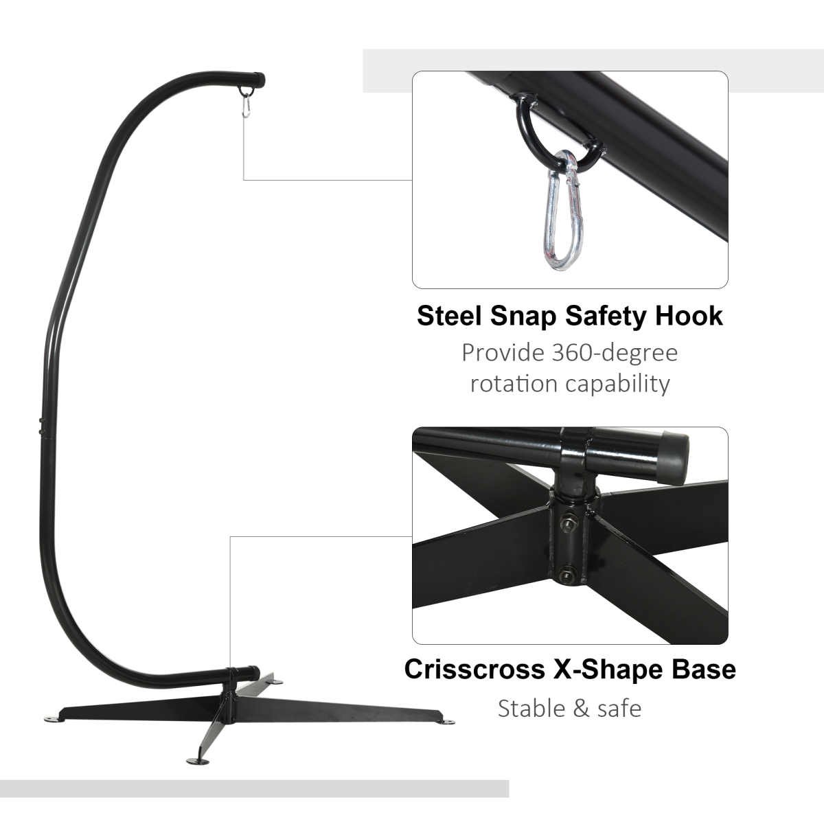 Outsunny Heavy Duty Metal Hammock Chair Stand, Indoor/Outdoor