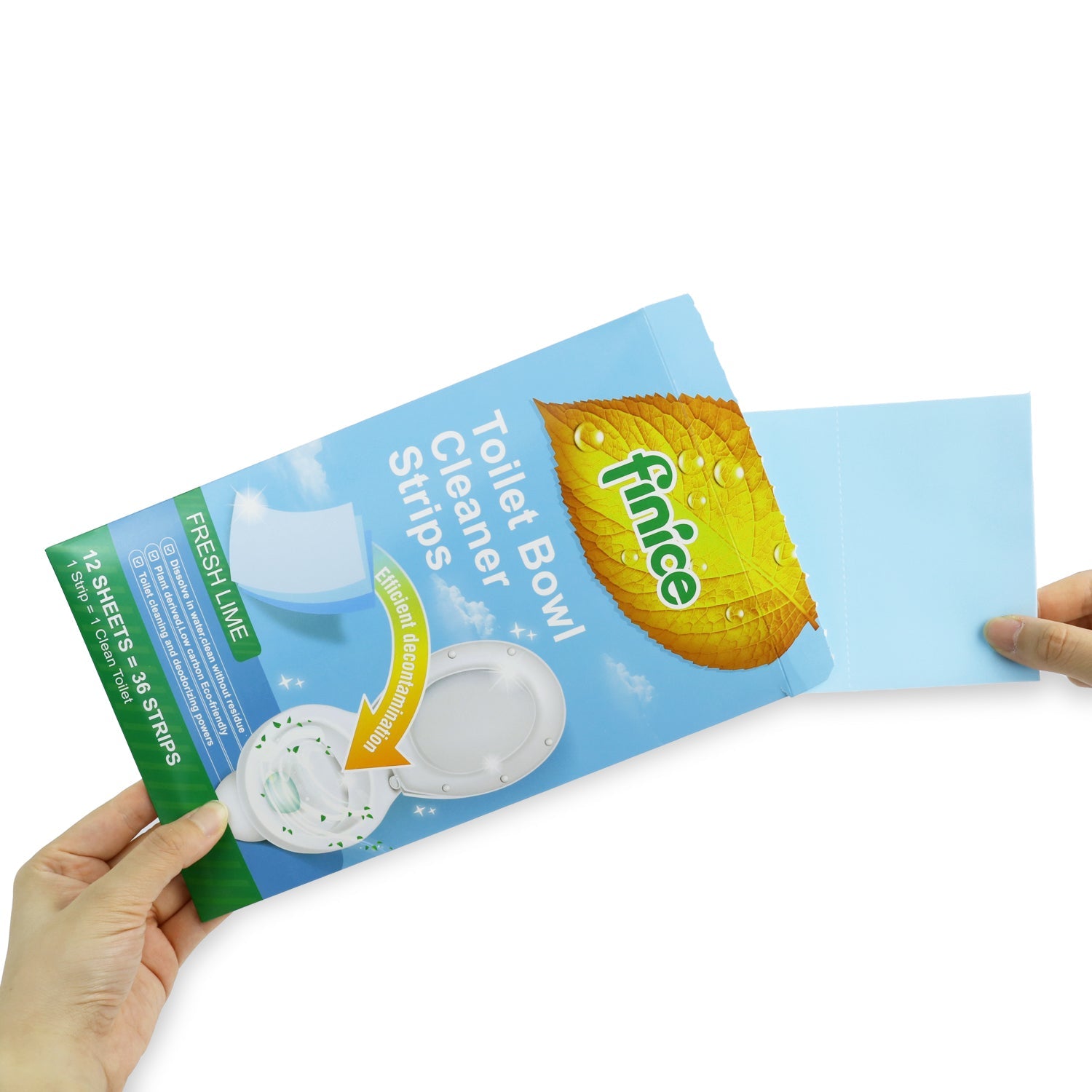 Finice Toilet Bowl Cleaner Strips – Plant-Based, Eco-Friendly, Fresh Lime, 36 Cleans