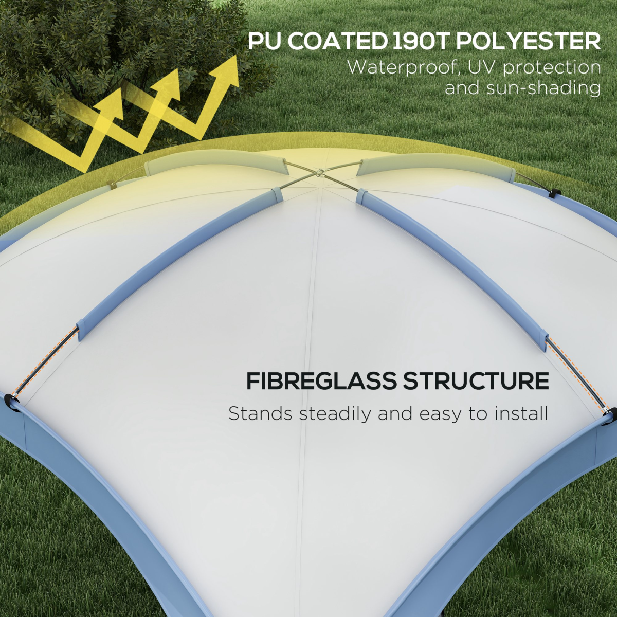 Outsunny Outdoor Gazebo Party Tent, Garden Event Shelter, White and Light Blue