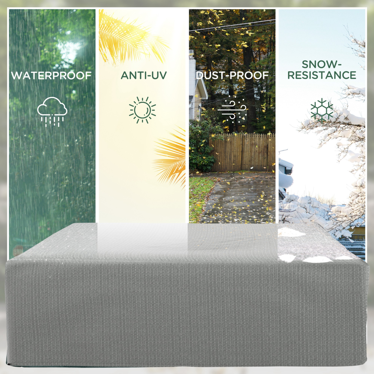 Outsunny Grey Heavy Duty PE Garden Furniture Cover for Patio Sets 235 x 190 x 90 cm