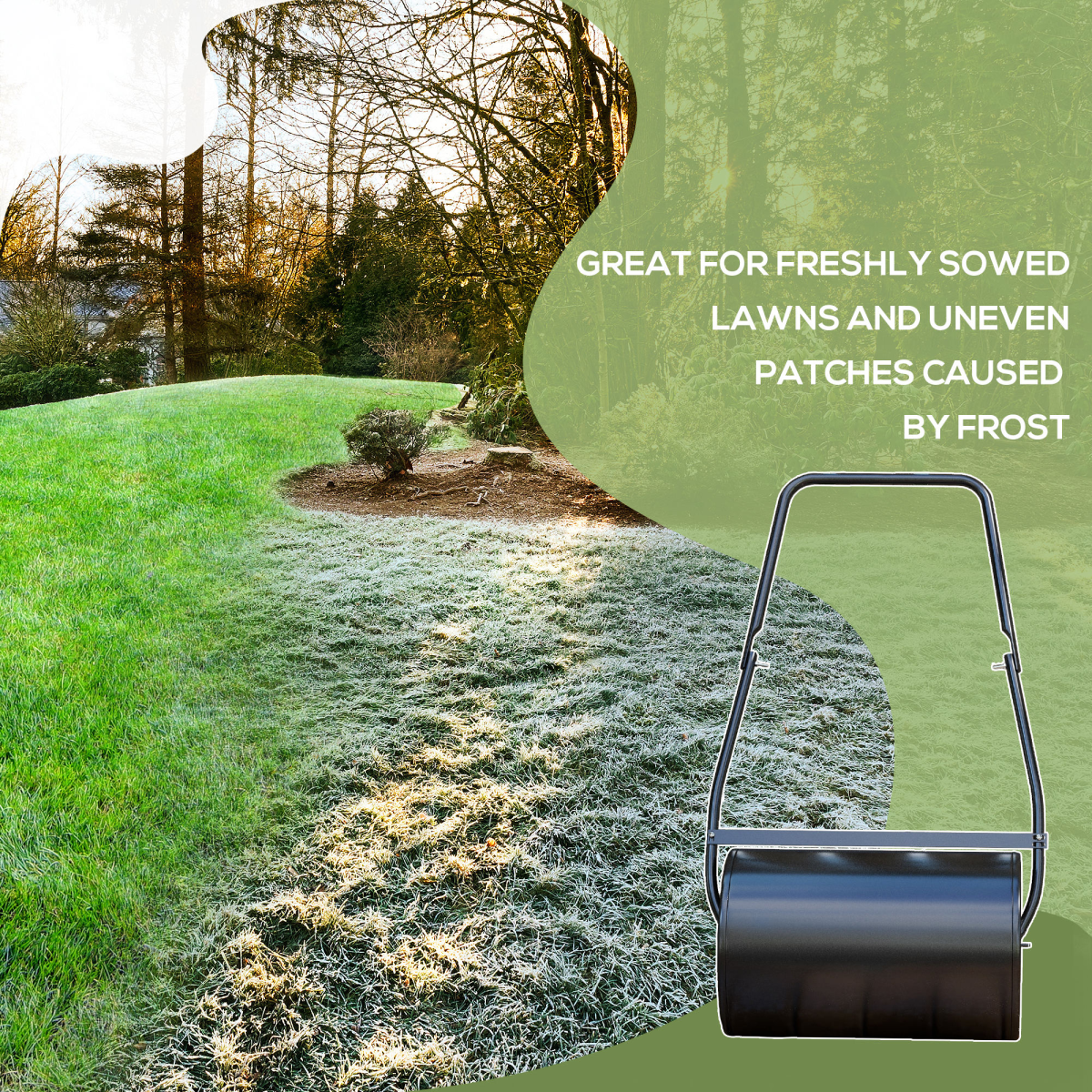 Durhand Garden Lawn Roller, 38L Steel Push Grass Roller with U-Shaped Handle