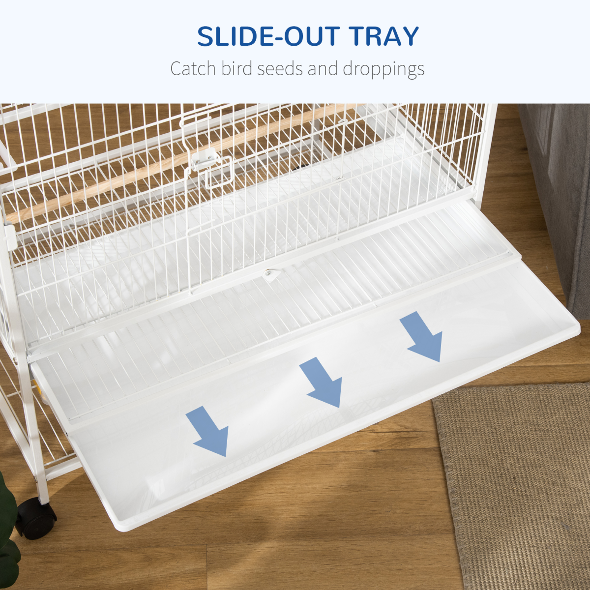 Large Bird Cage with Stand for Budgies and Finches, White