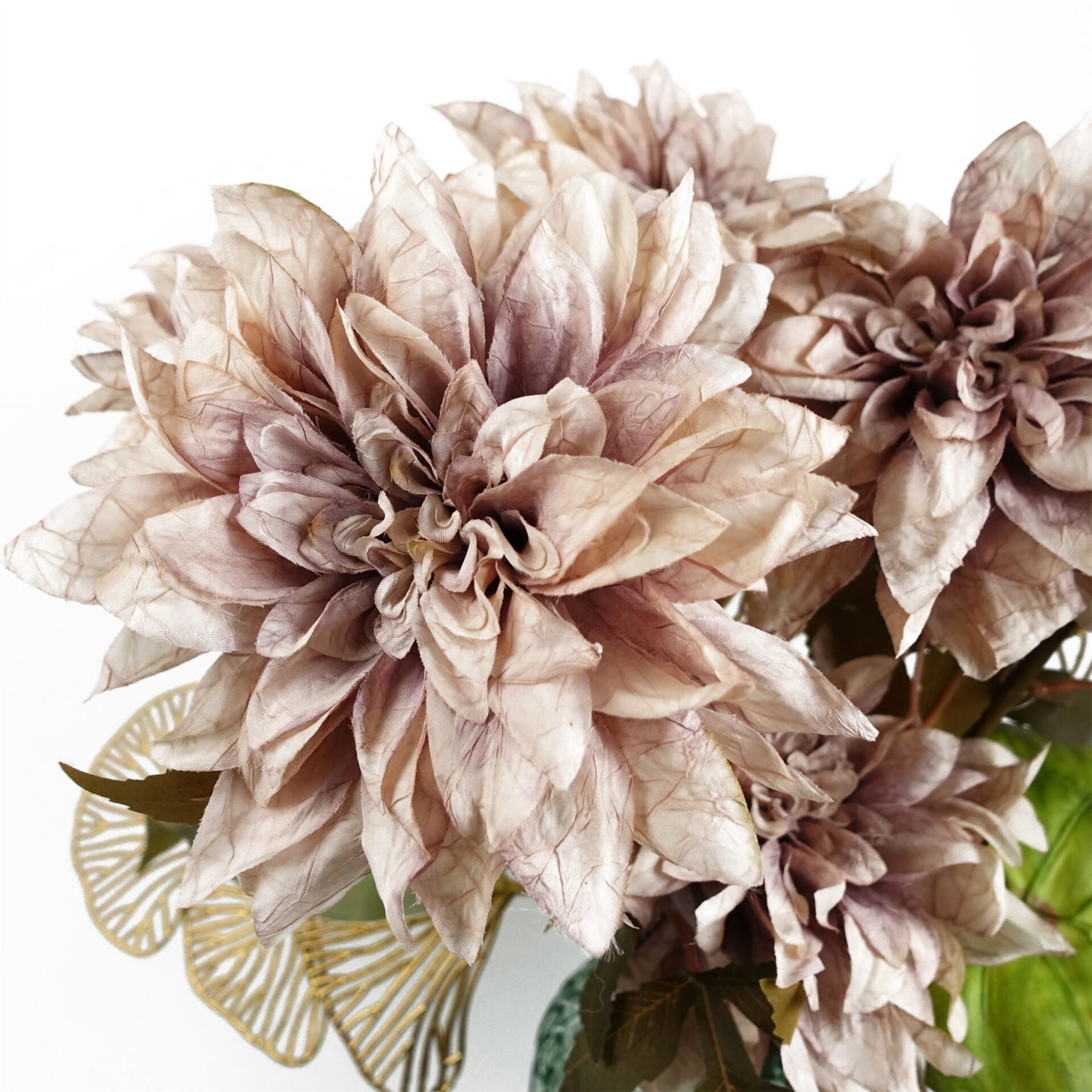 Leaf 55cm Dusty Pink Artificial Dahlia Flower Stem with Wired Shapable Stem