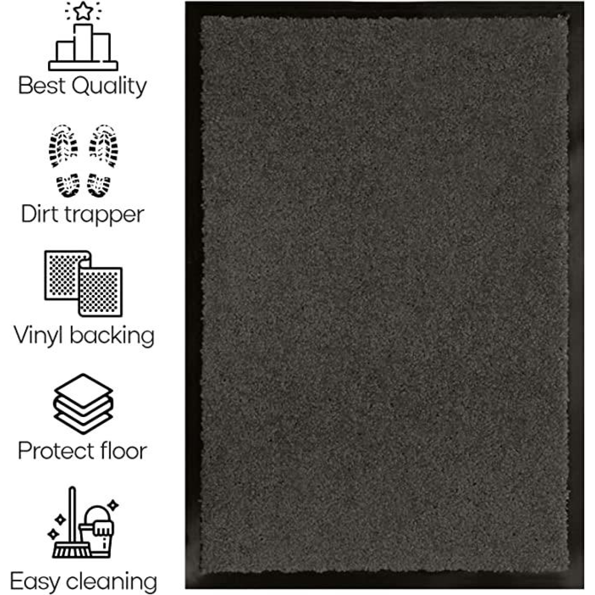 Heavy Duty Rubber Barrier Mat 60 x 90 cm Anthracite