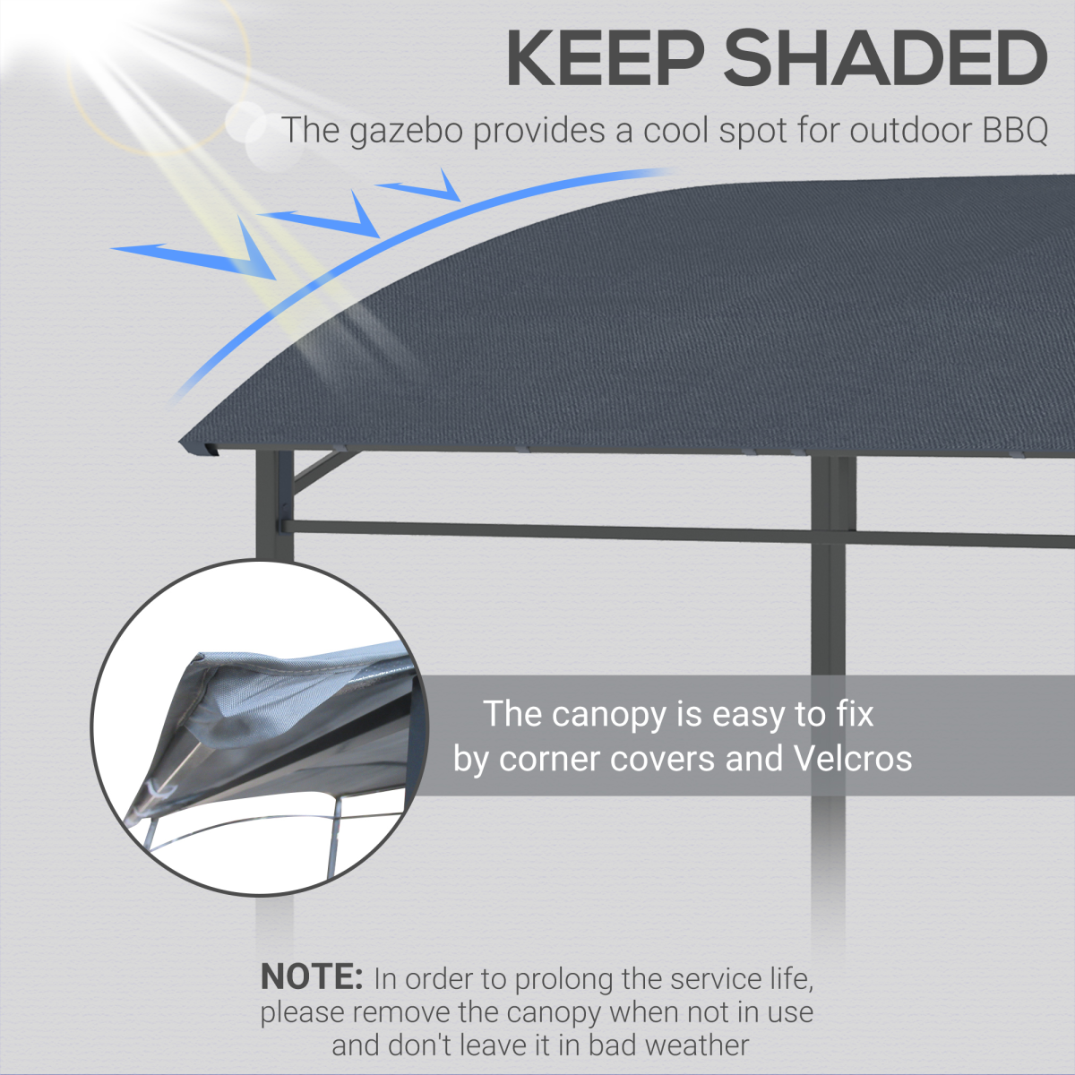 Outsunny 2M BBQ Grill Gazebo Tent with Metal Frame, Weather-Resistant, Grey
